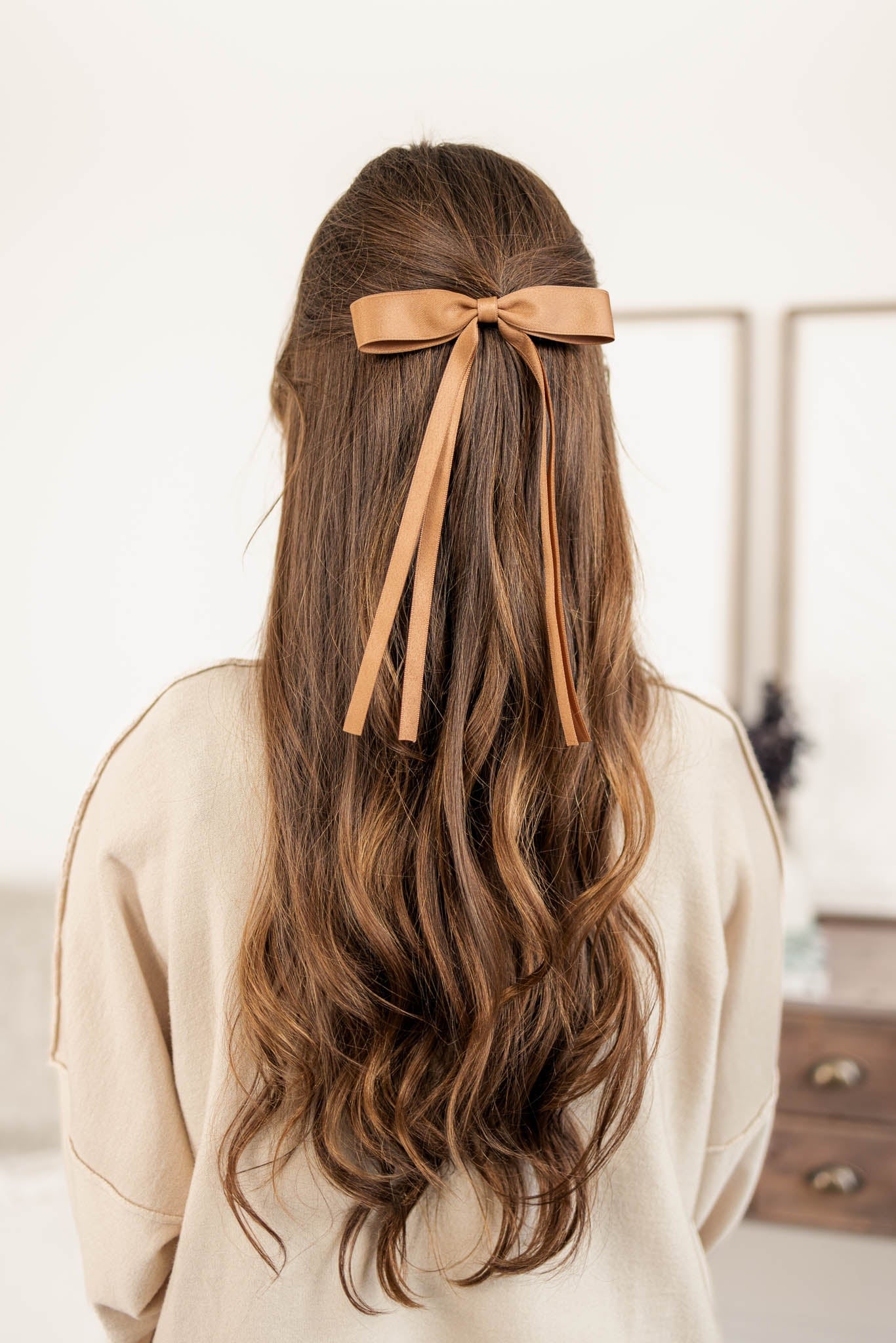 Double Bow Hair Clip | Coffee