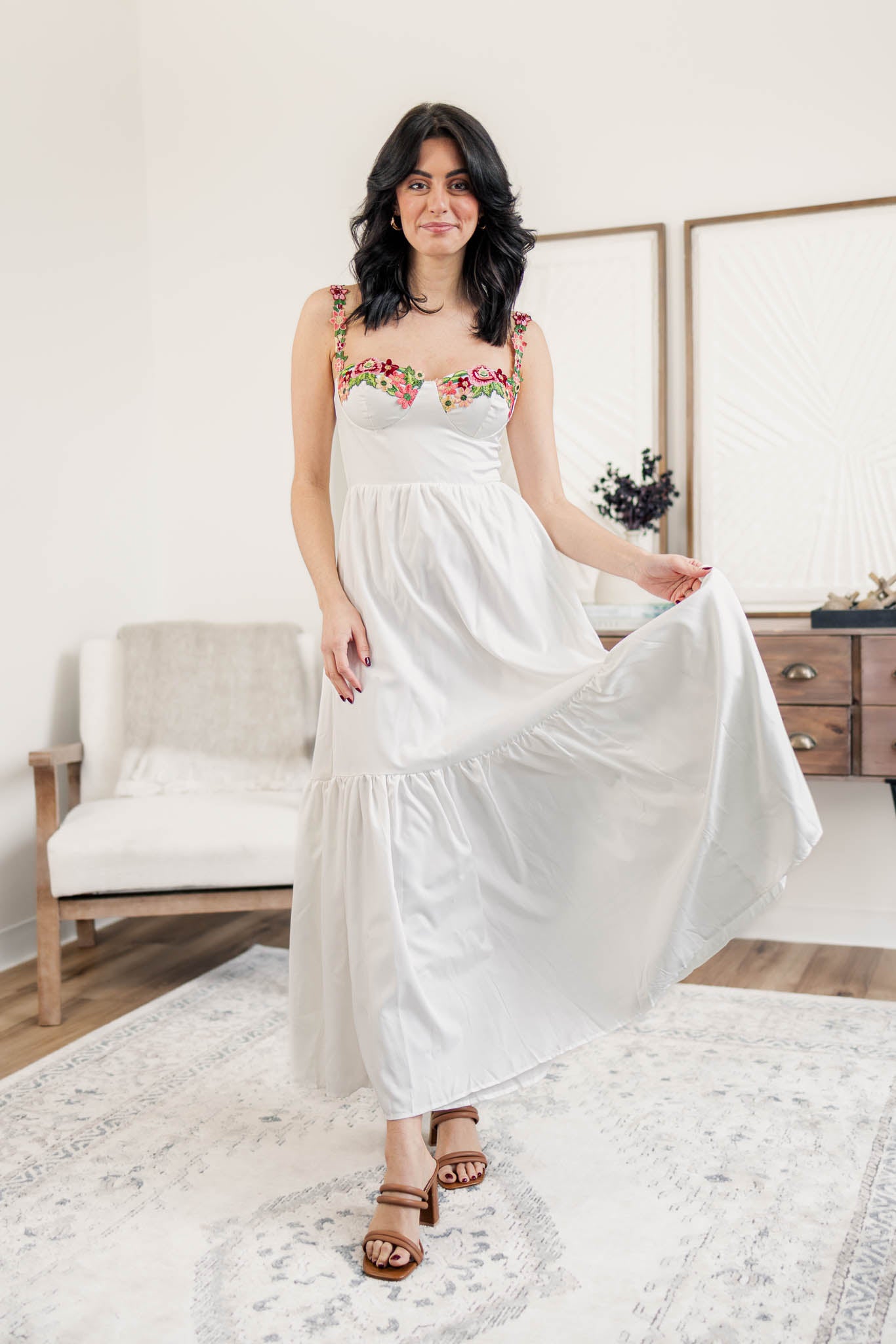 Aria Flower Trim Maxi Dress