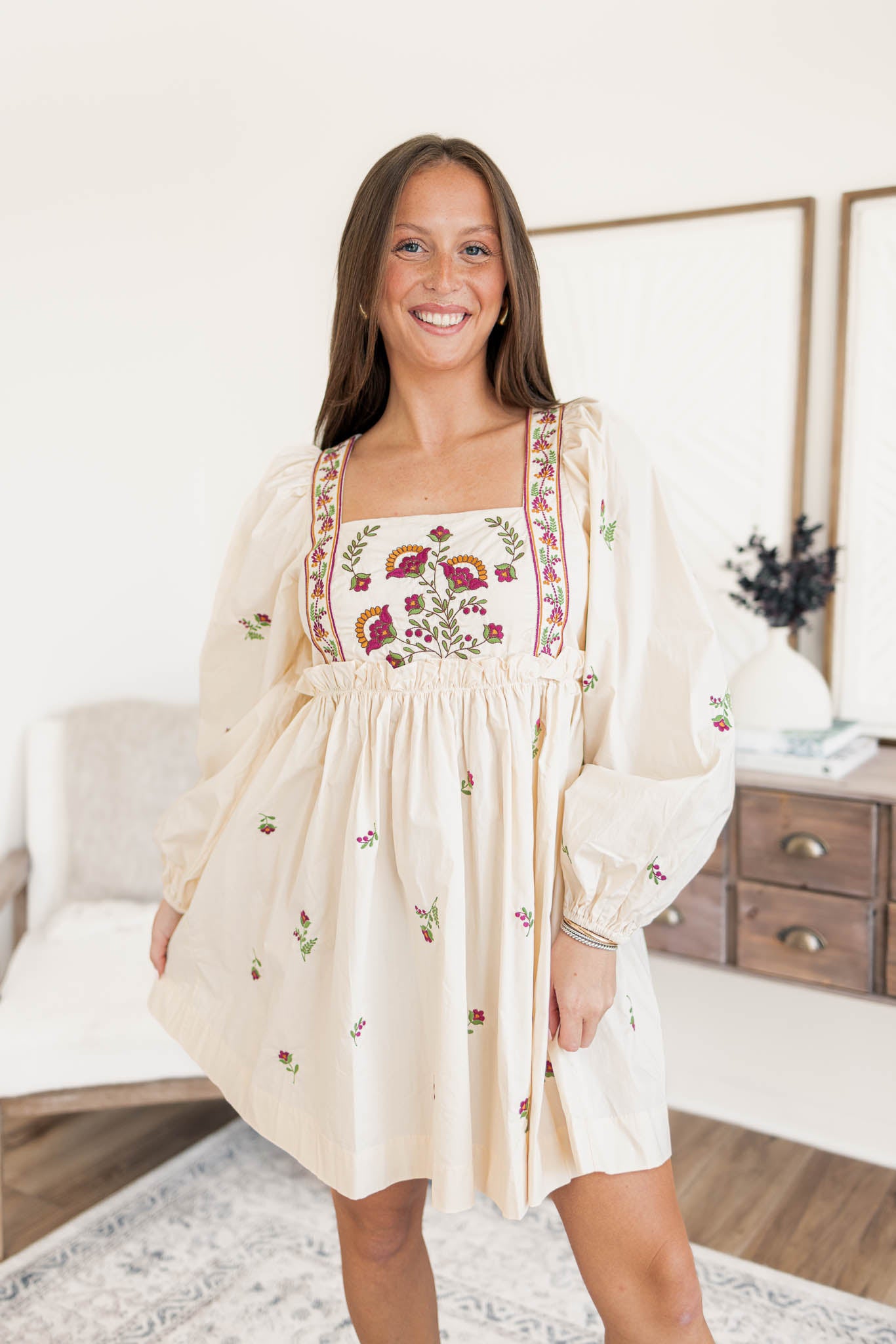 Peony Embroidered Dress