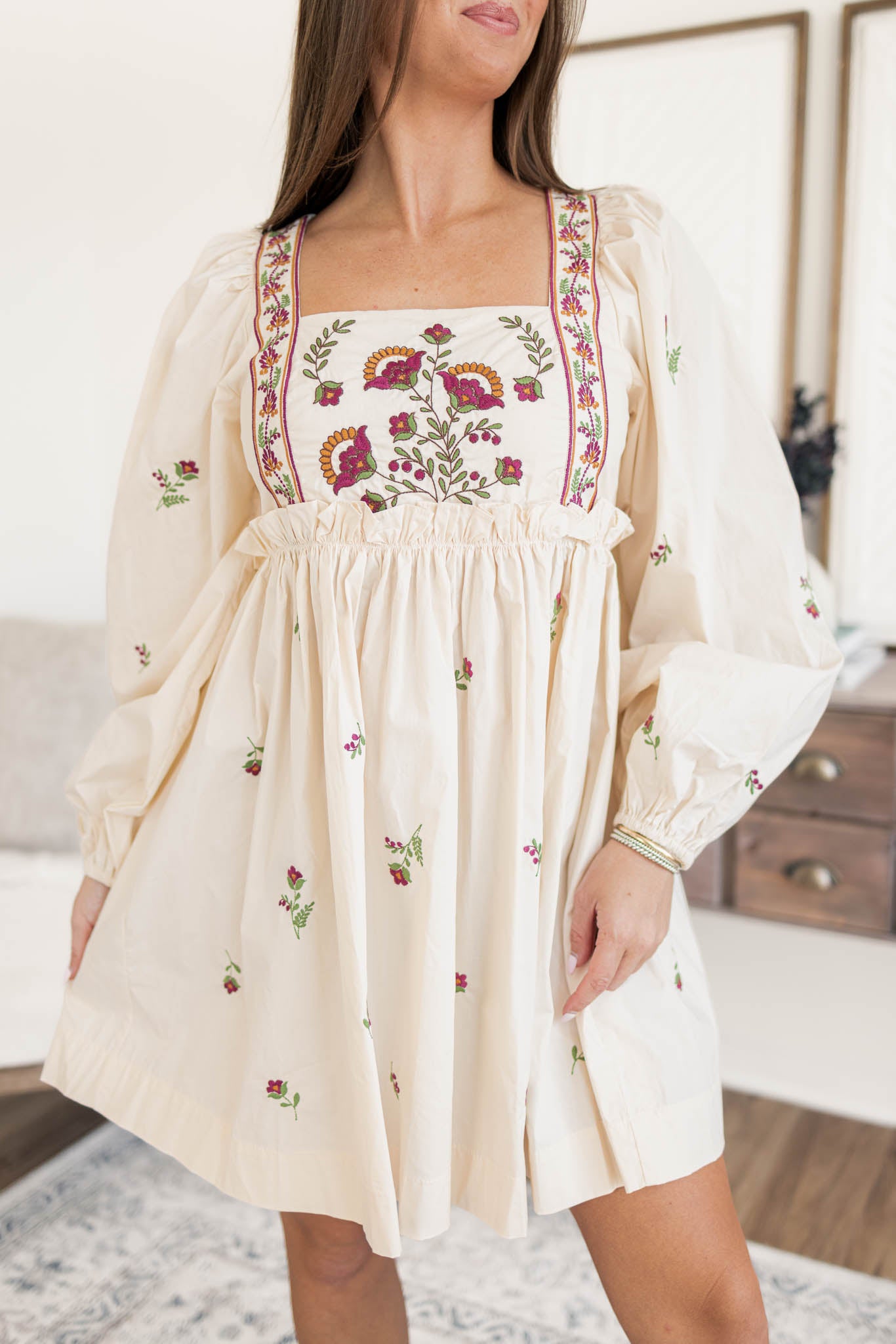 Peony Embroidered Dress