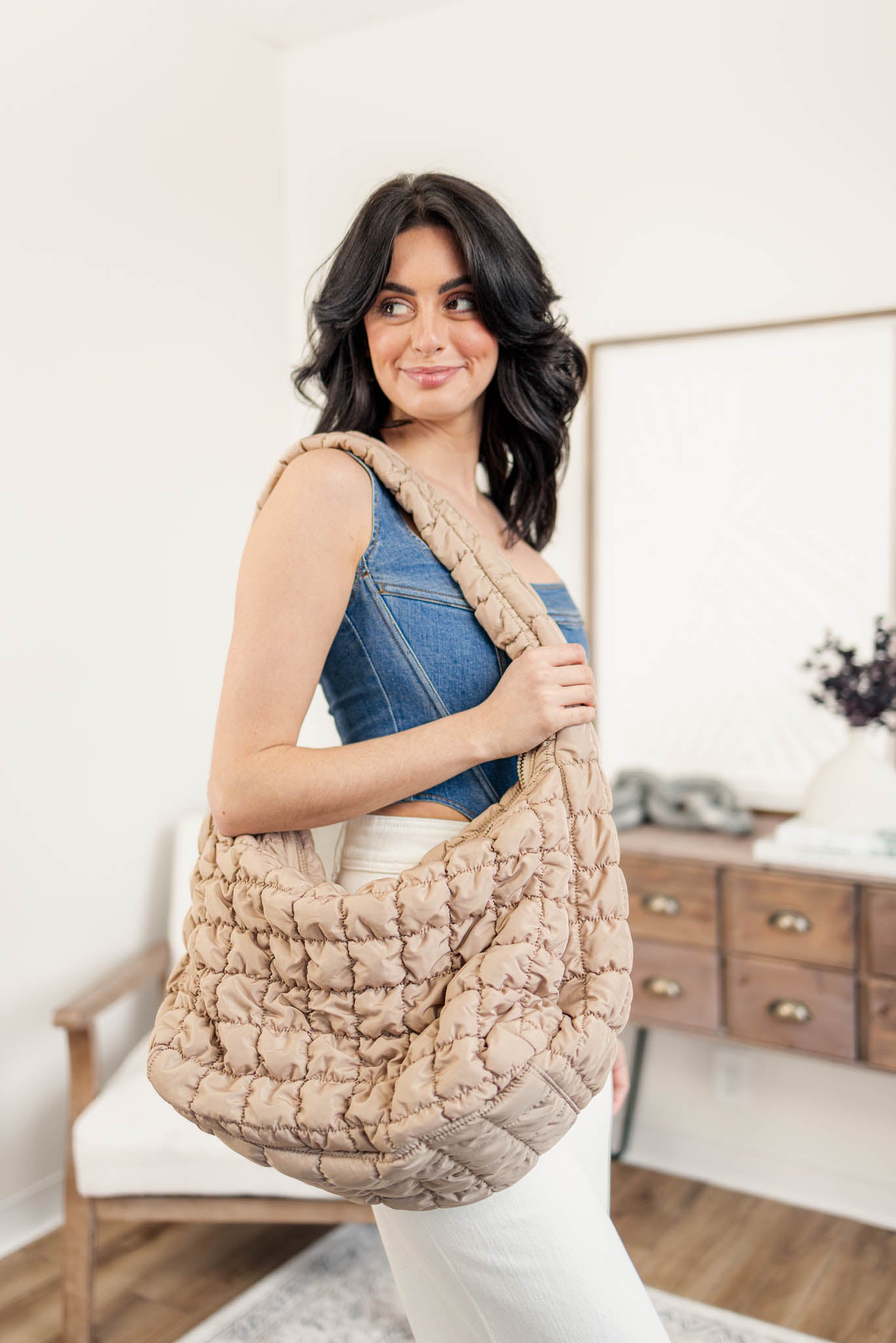 Kate Quilted Bag | Beige