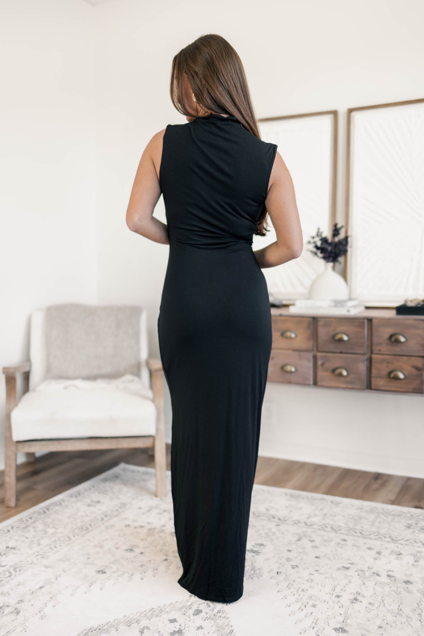 Sleek Drape Maxi Dress