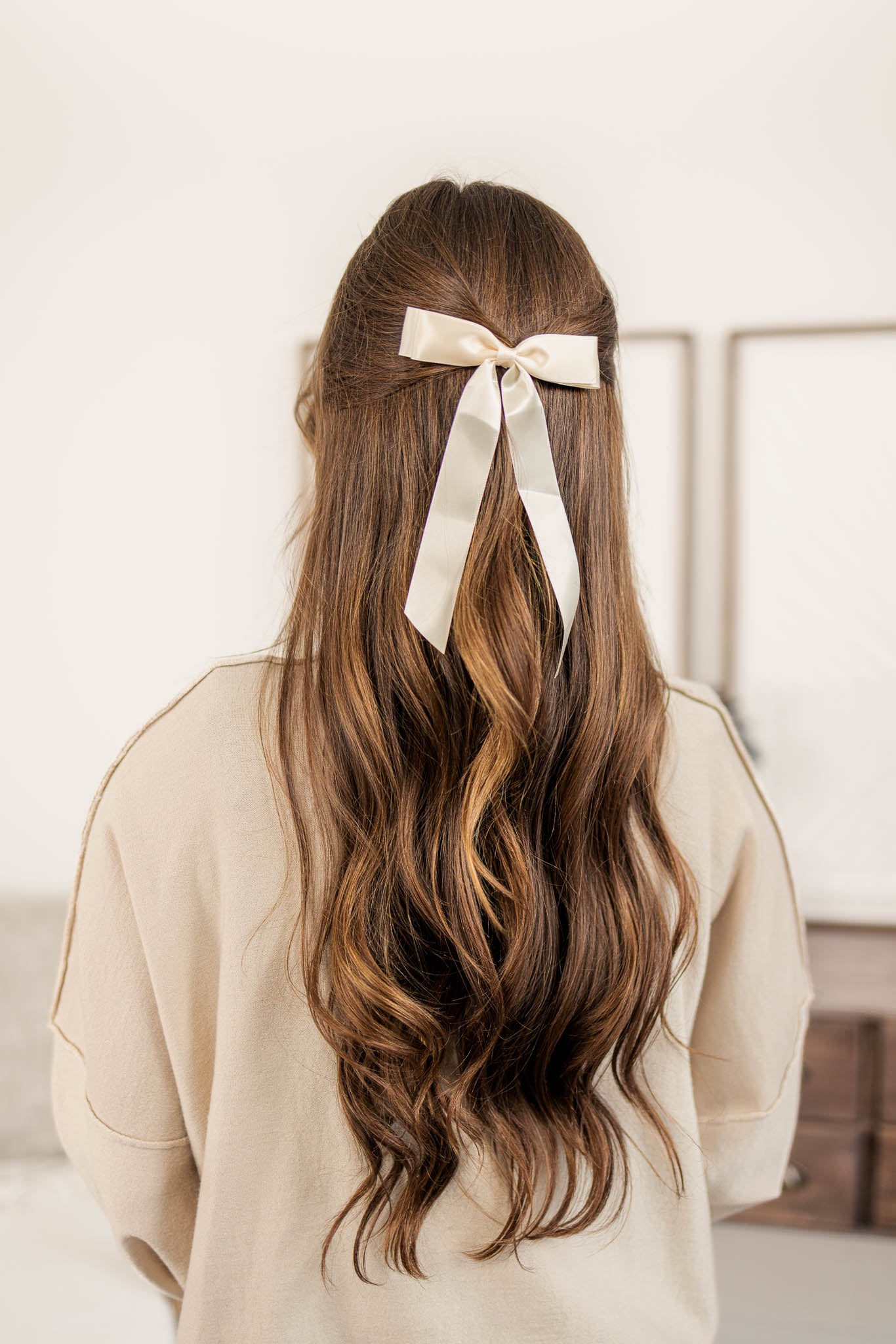 Double Bow Hair Clip | White