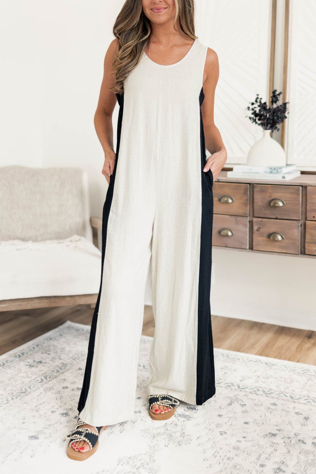 Linen Contrast Jumpsuit