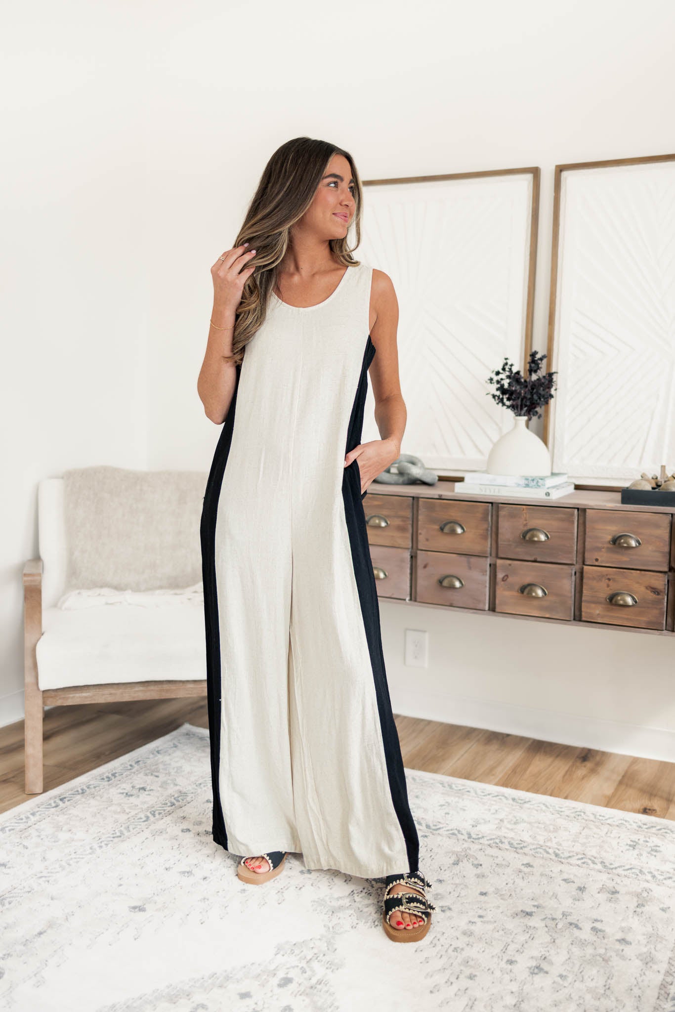 Linen Contrast Jumpsuit