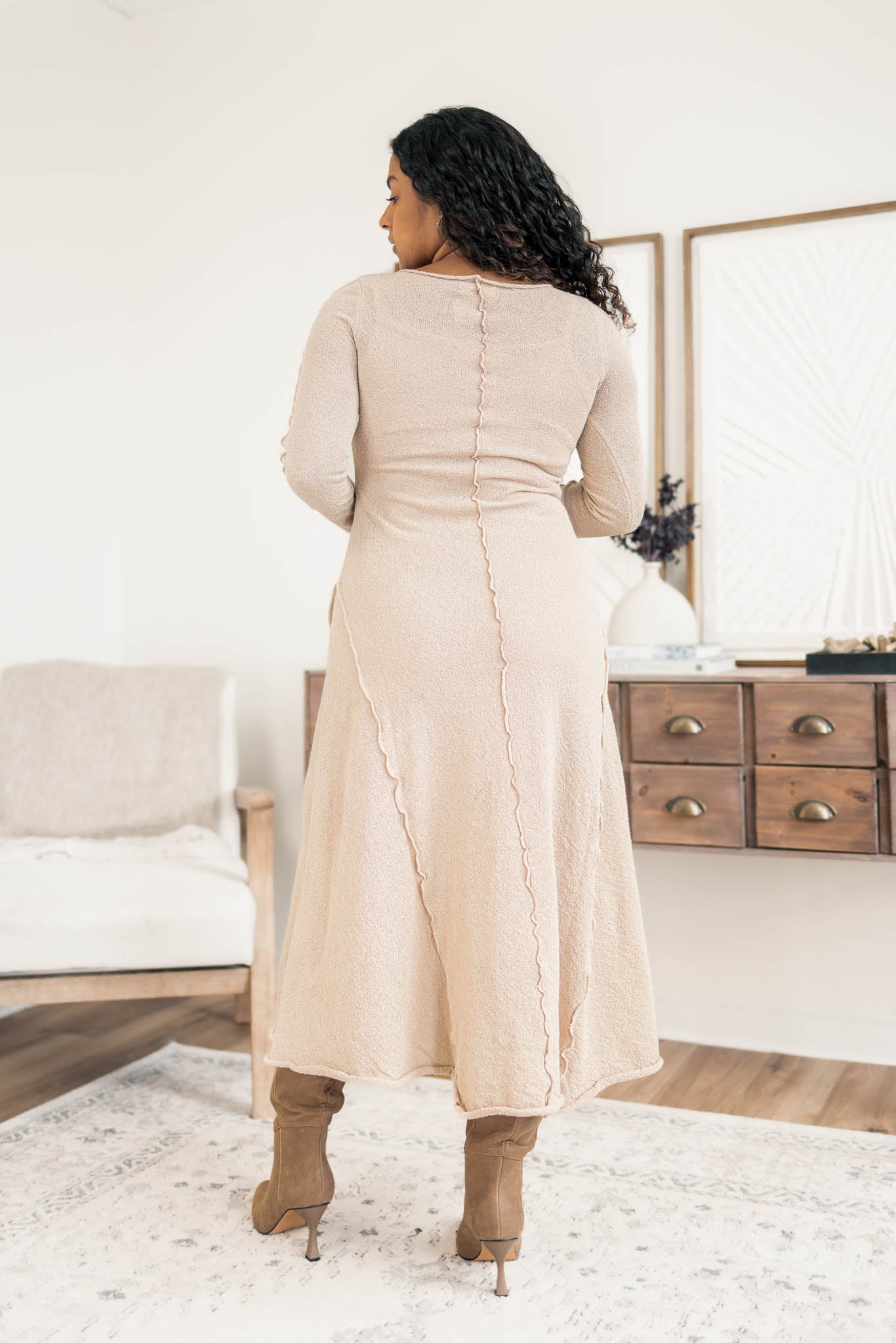 Exposed Seam Midi Dress