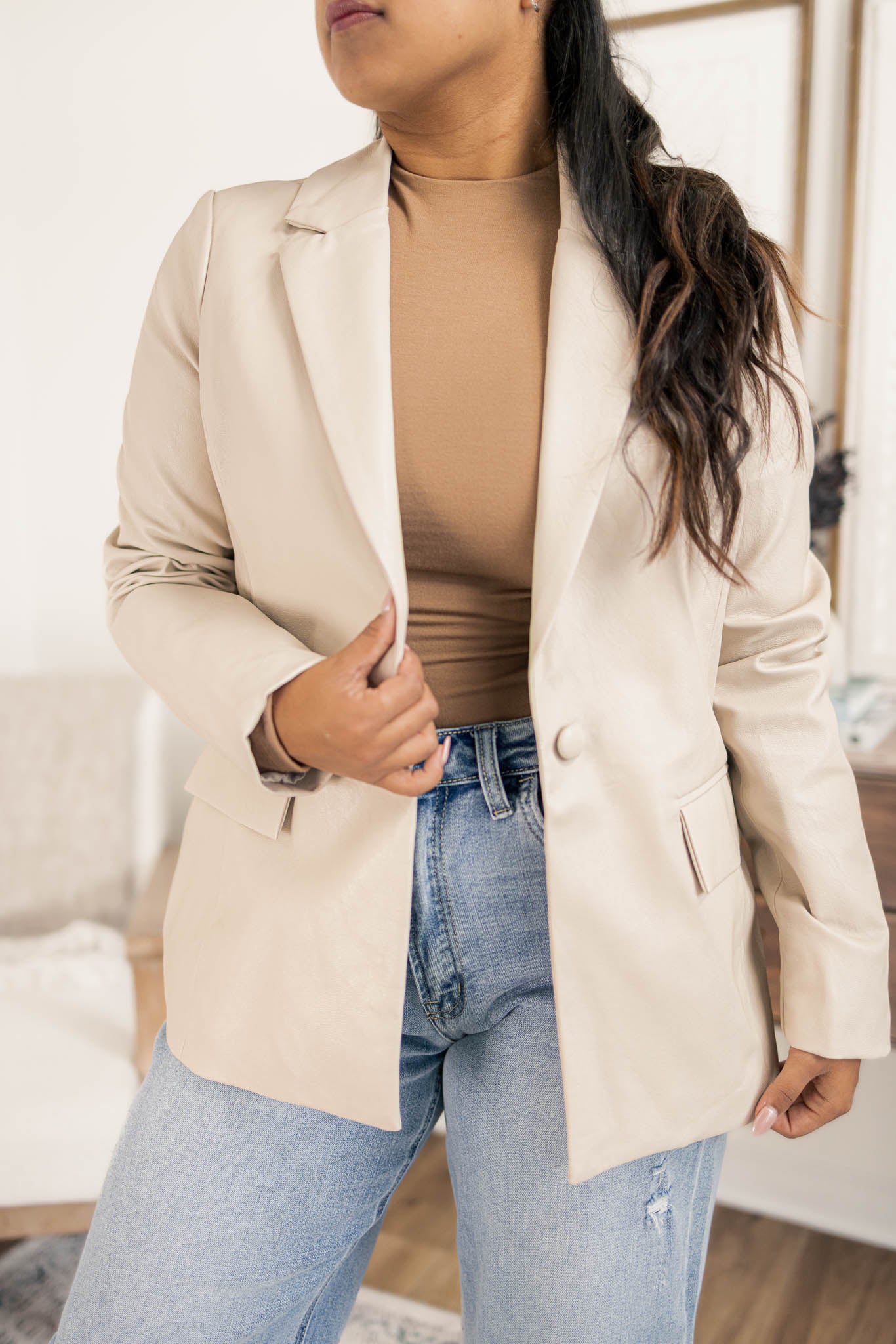 Cora Vegan Leather Blazer