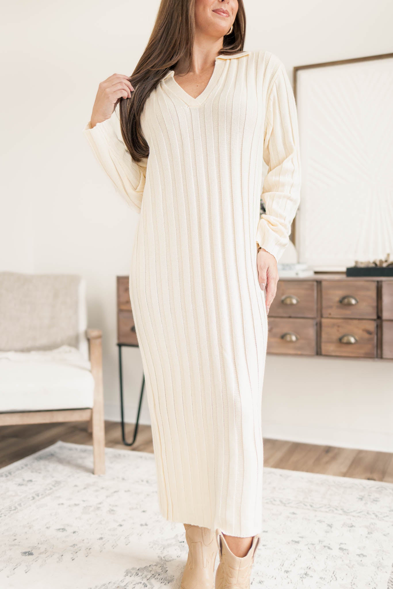 Collared Sweater Midi Dress