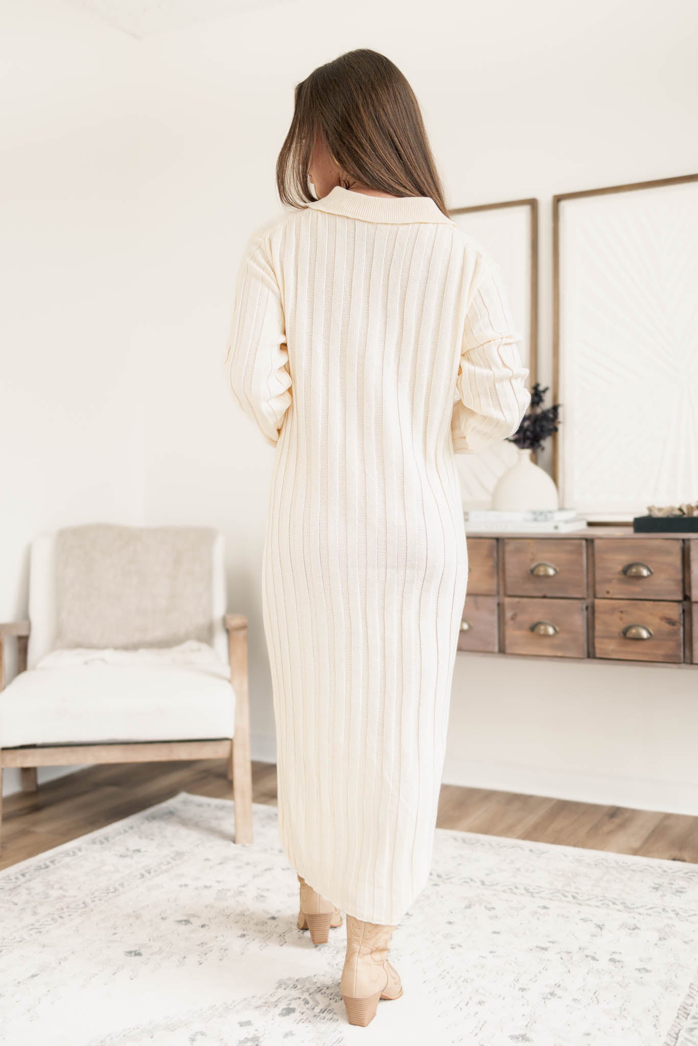 Collared Sweater Midi Dress