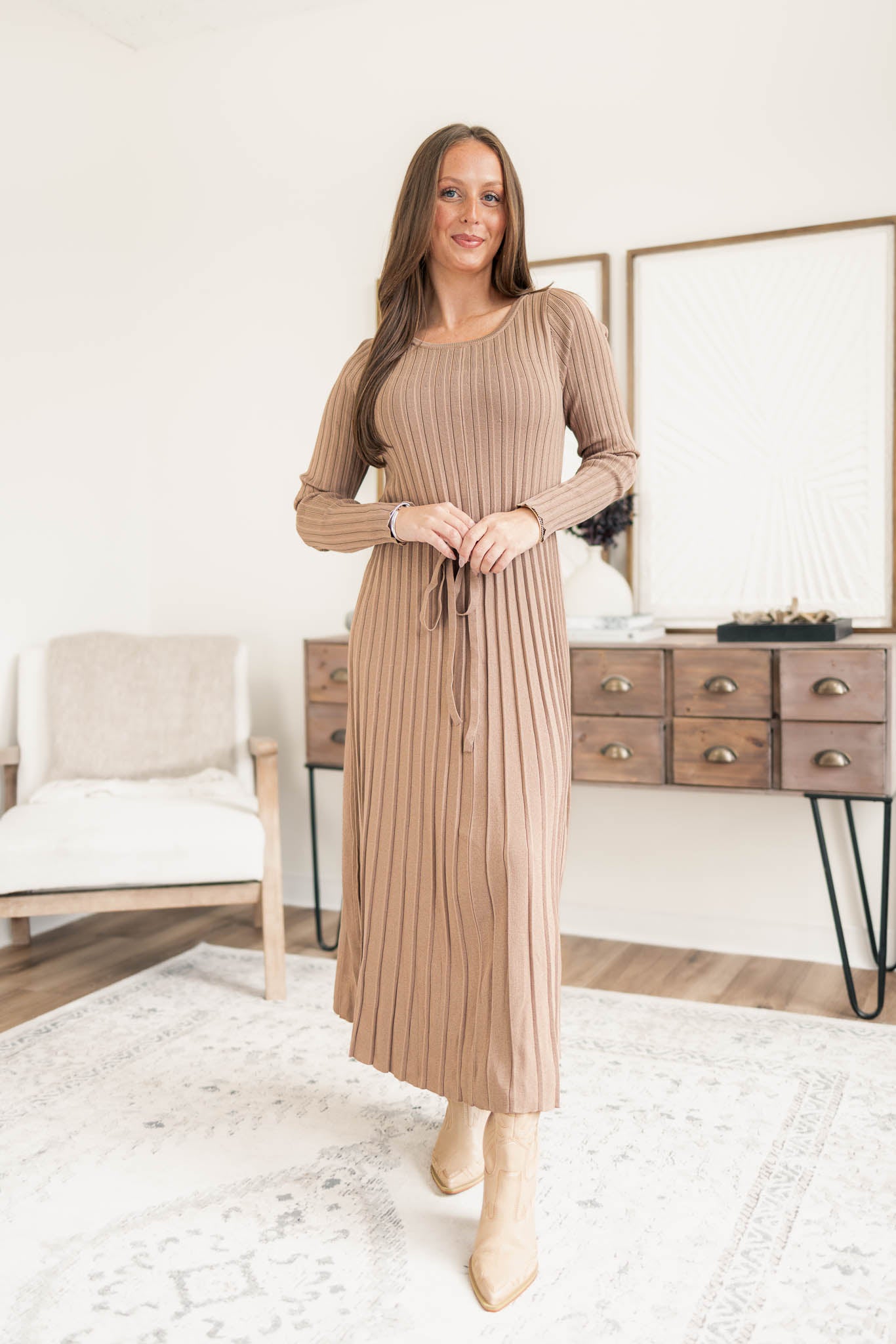 Pleated Sweater Dress