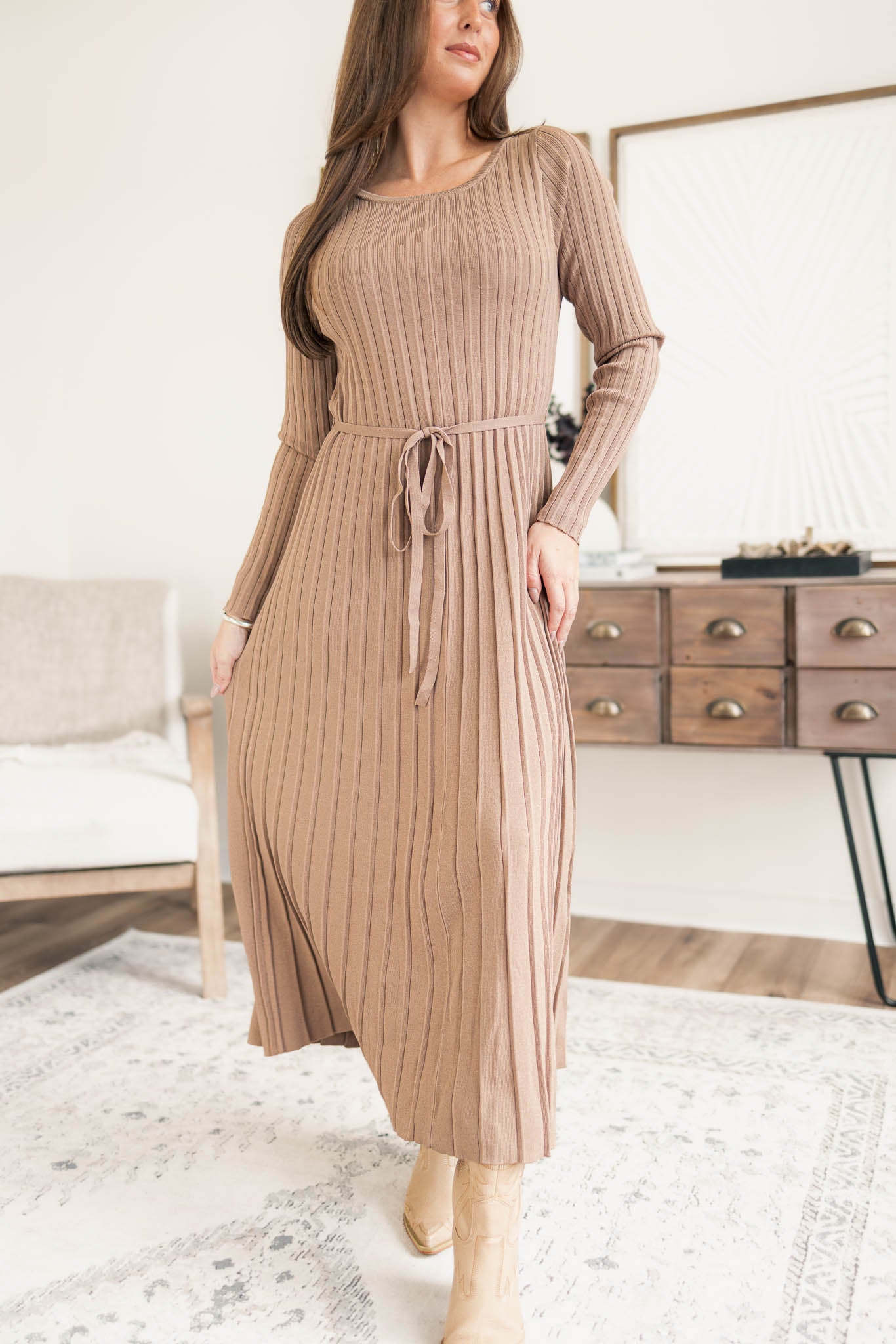 Pleated Sweater Dress