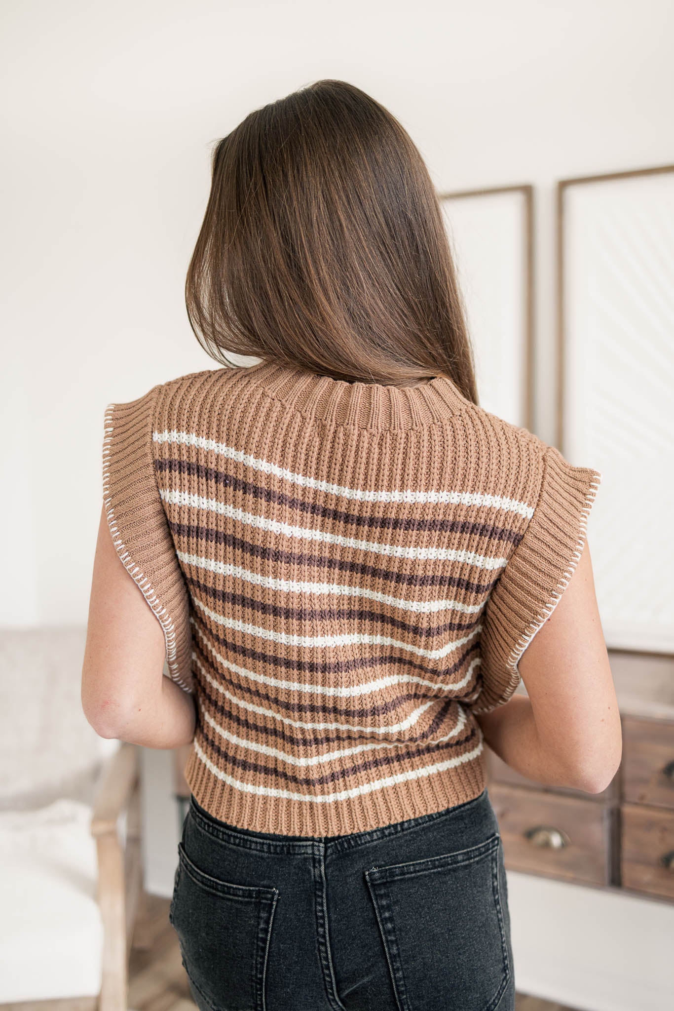 Latte Ruffle Sweater Vest