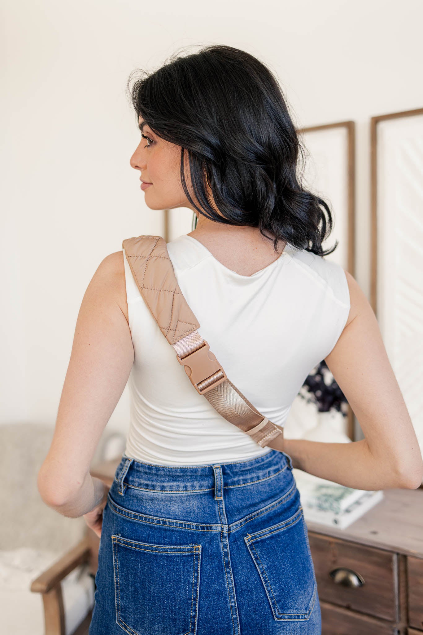 Kate Quilted Sling Bag | Tan