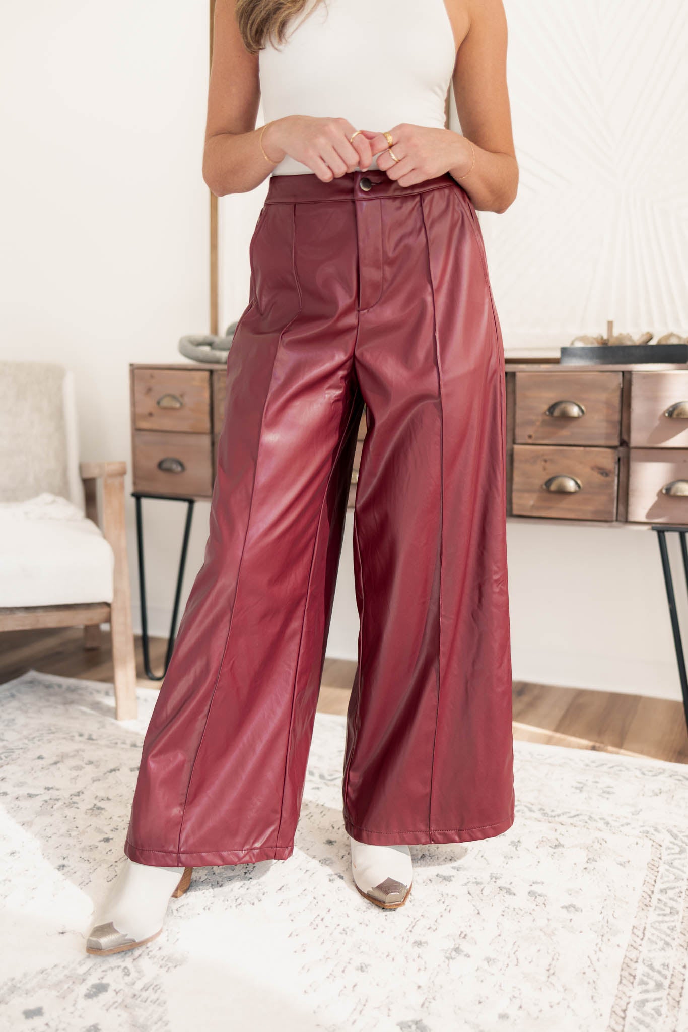 Burgundy Leather Pants