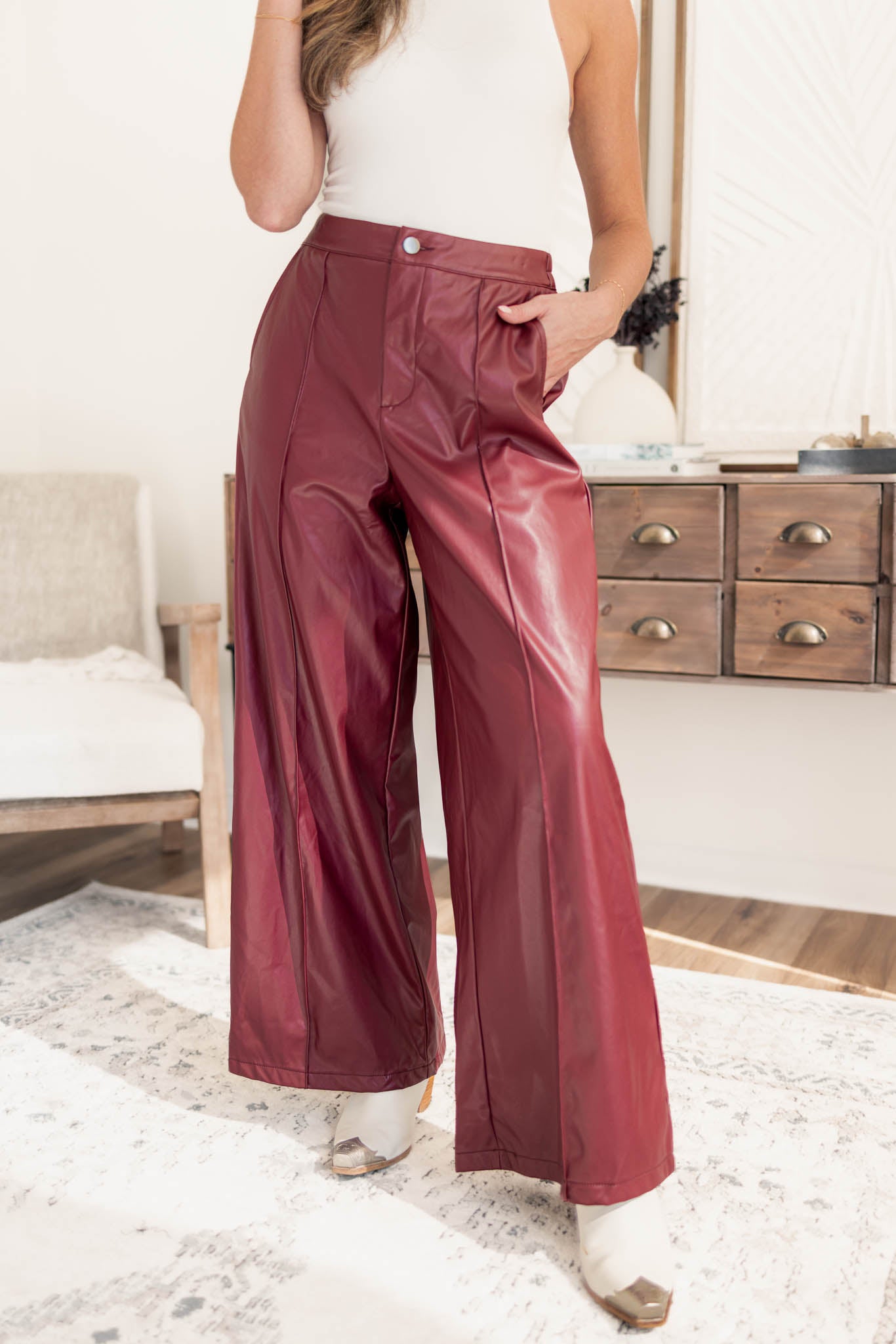 Burgundy Leather Pants