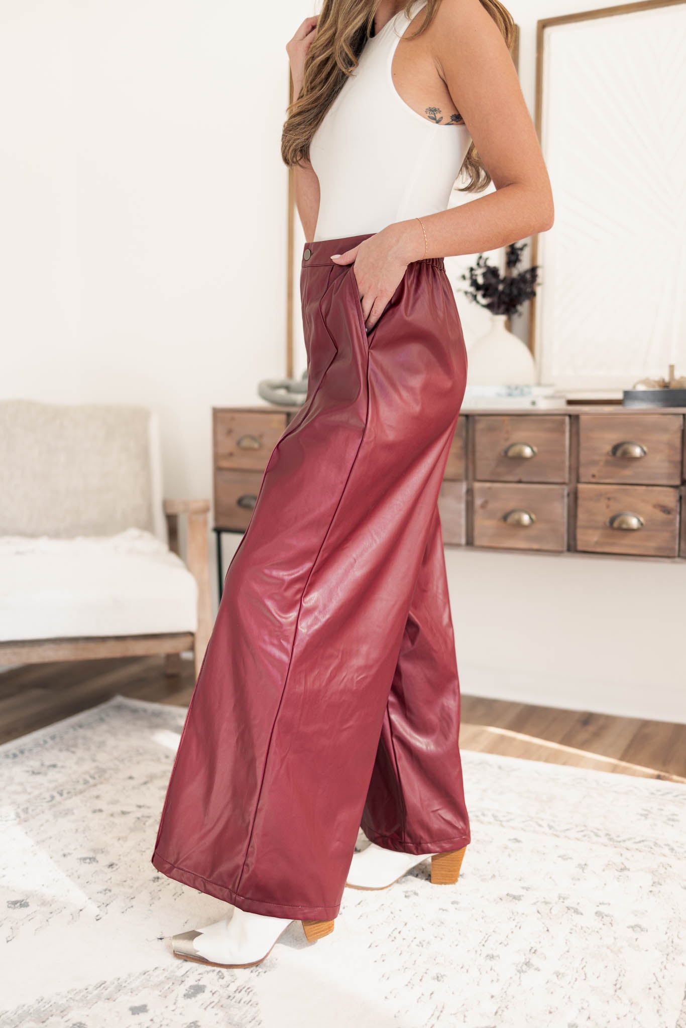 Burgundy Leather Pants