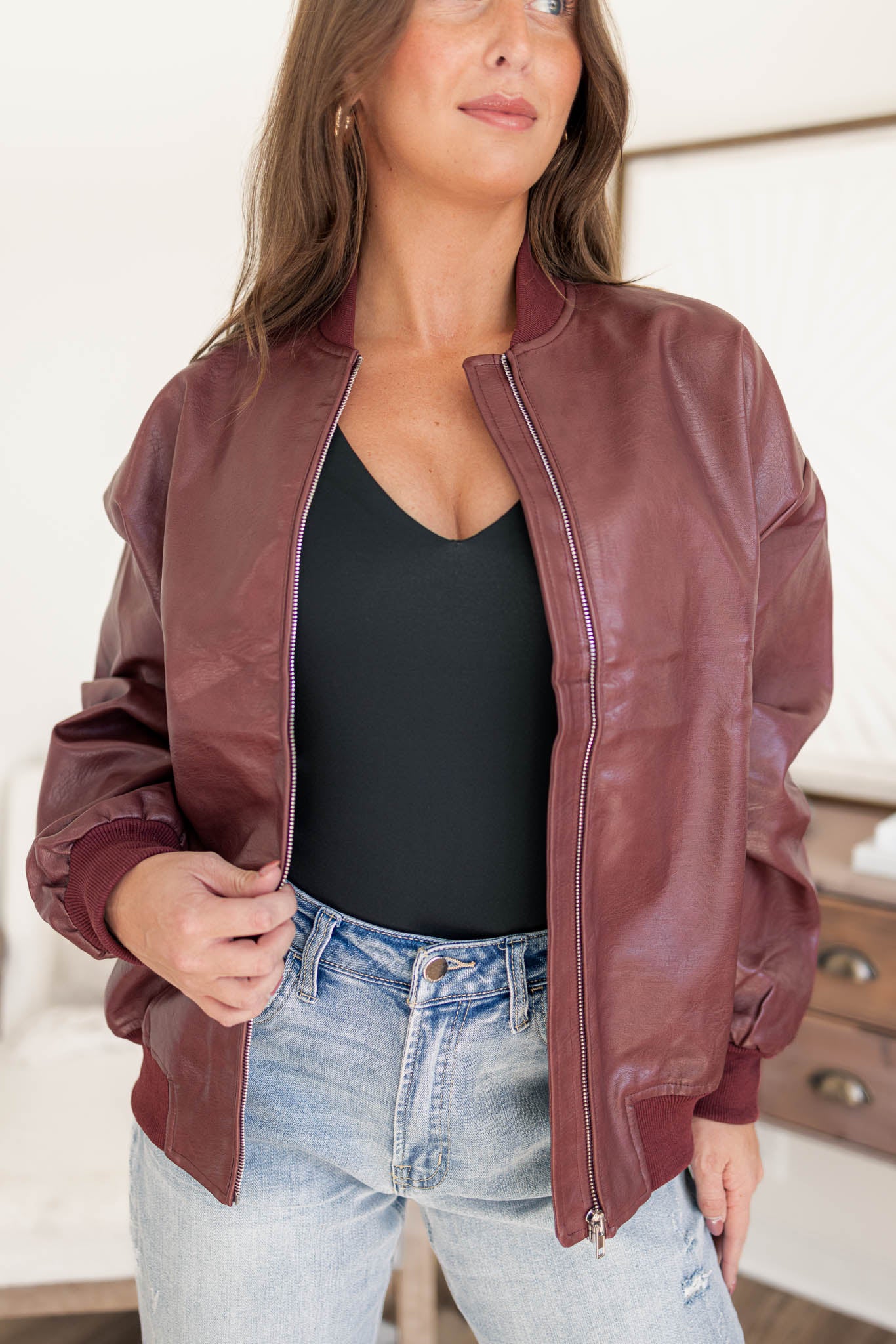 Vintage Leather Bomber Jacket