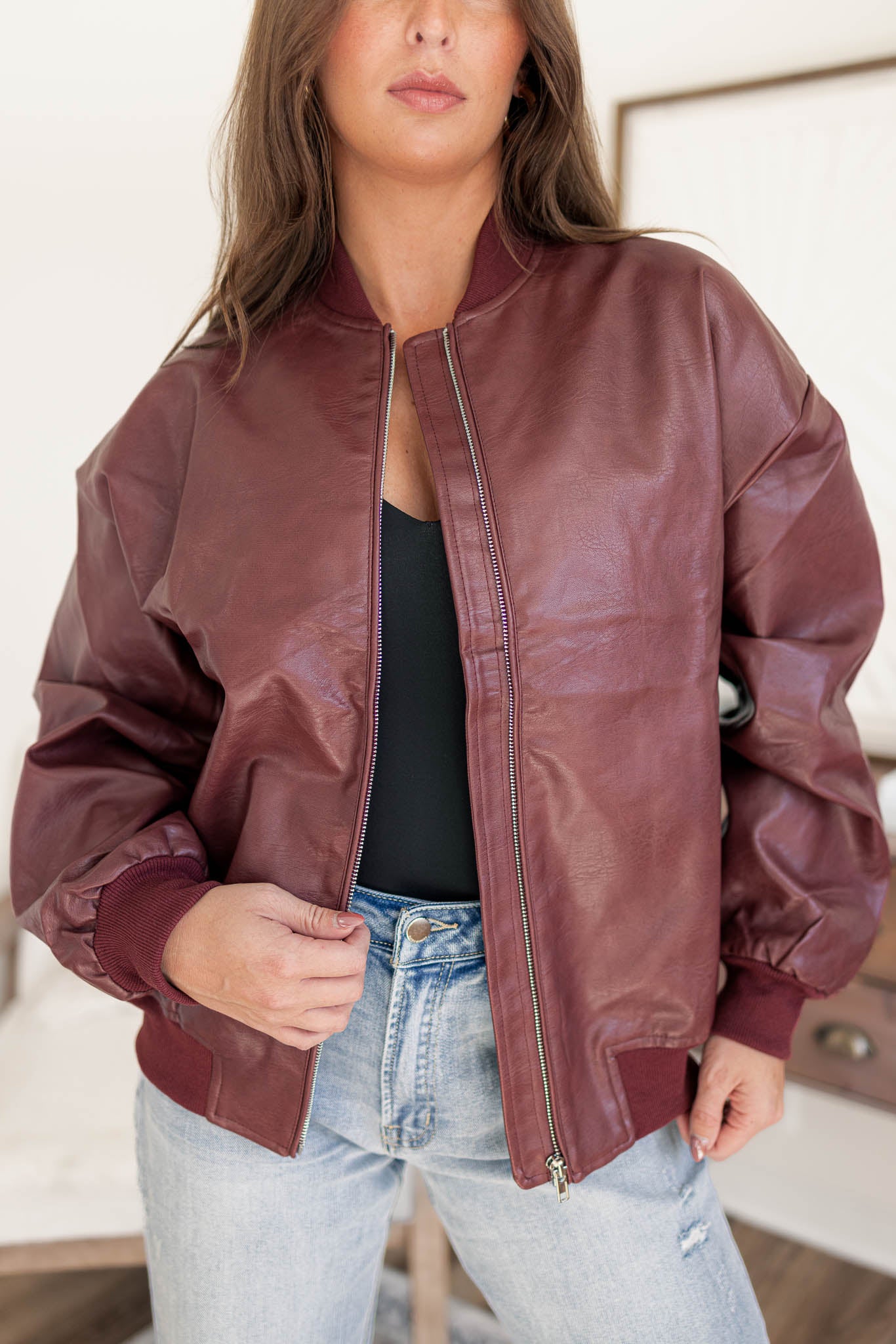 Vintage Leather Bomber Jacket