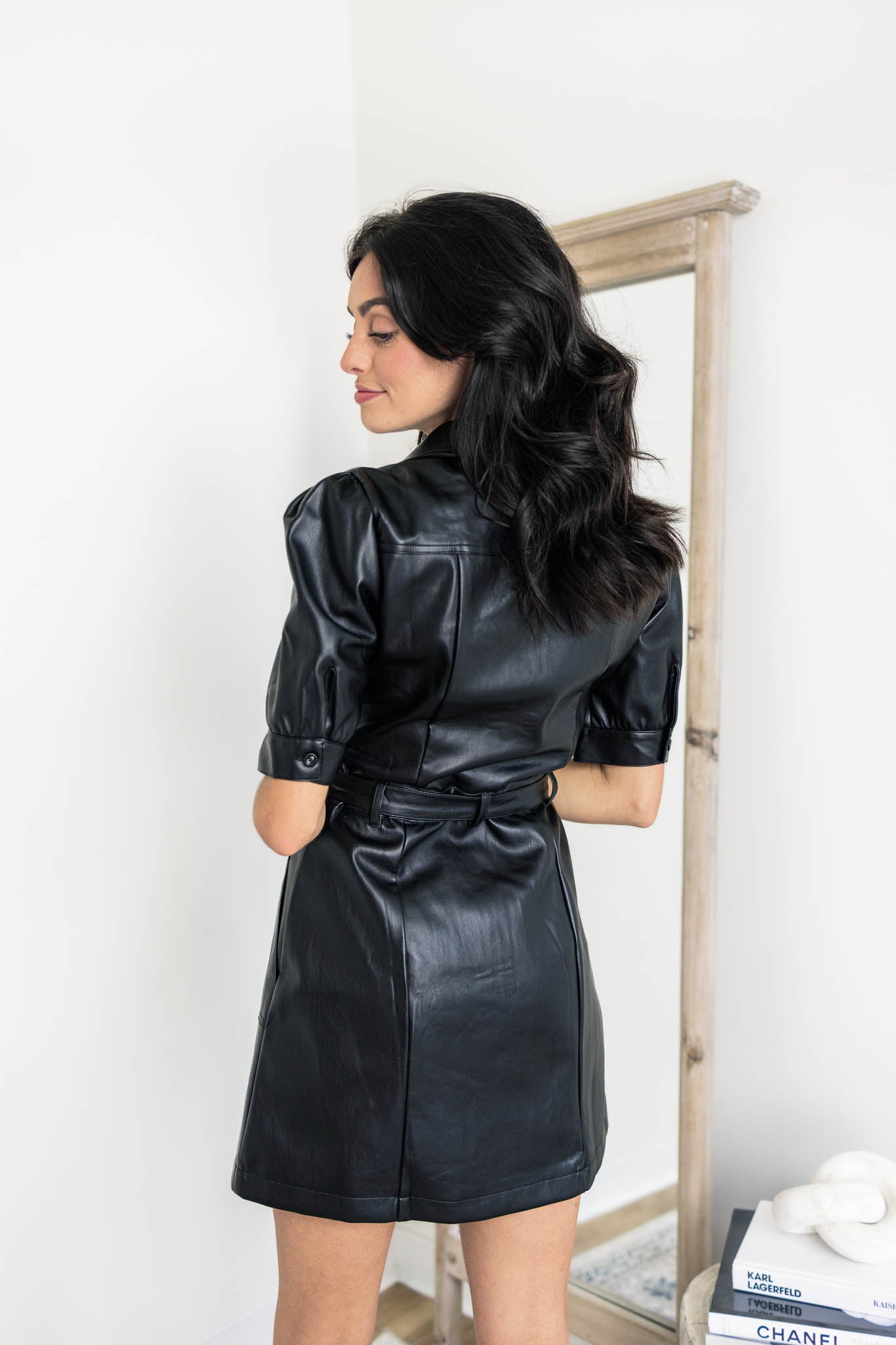 Belted Leather Dress