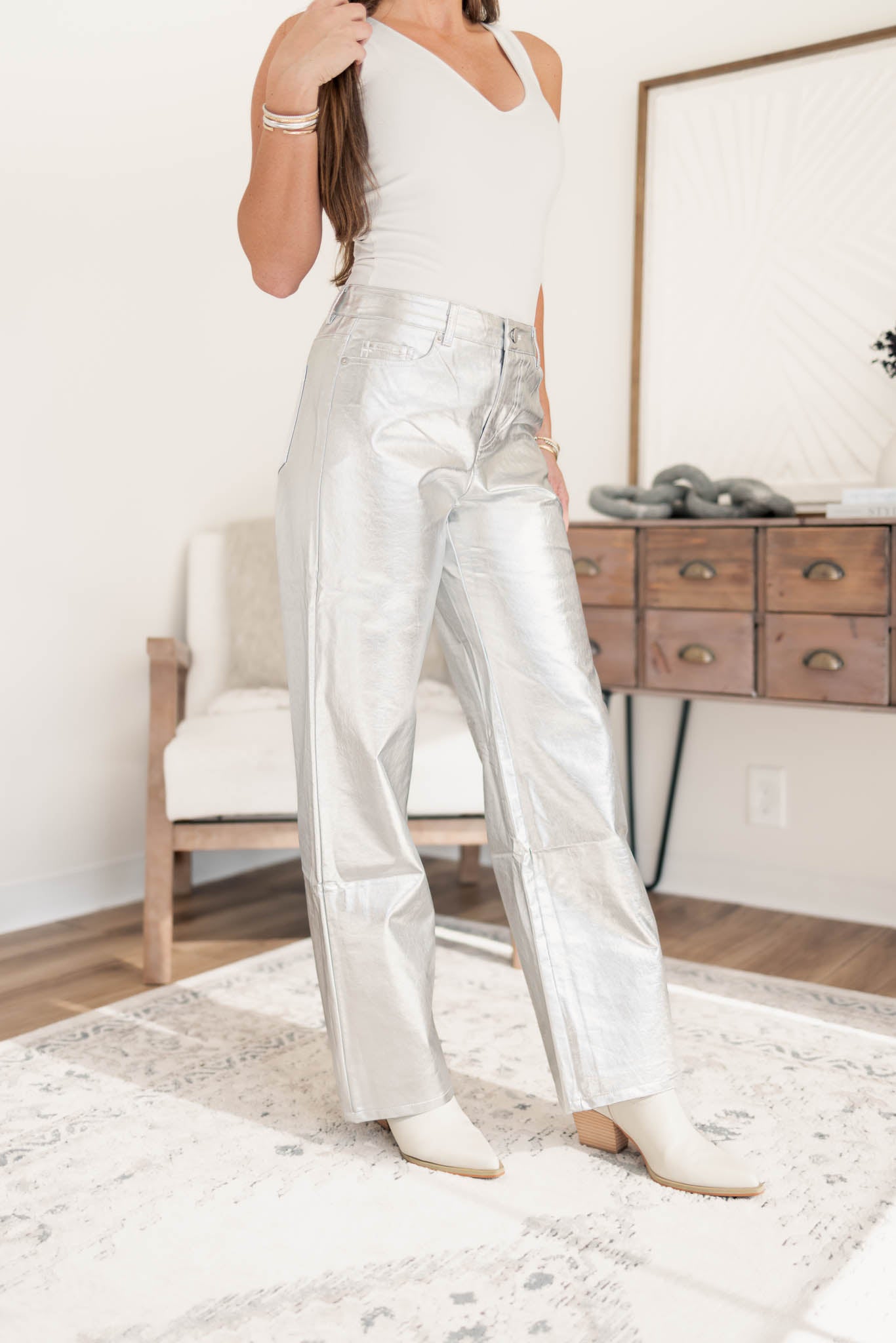 Blake Silver Leather Pants