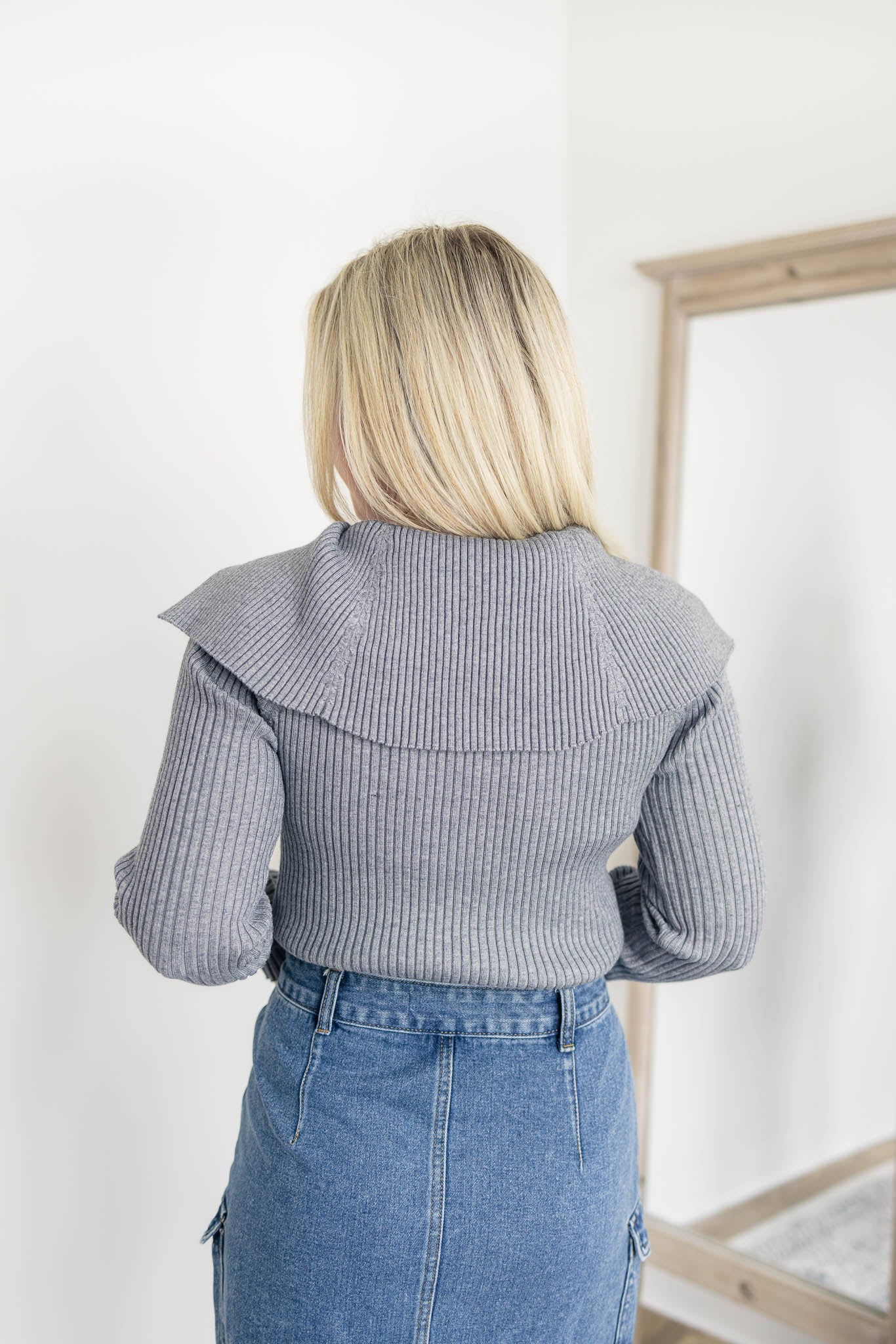 Ribbed Foldover Sweater