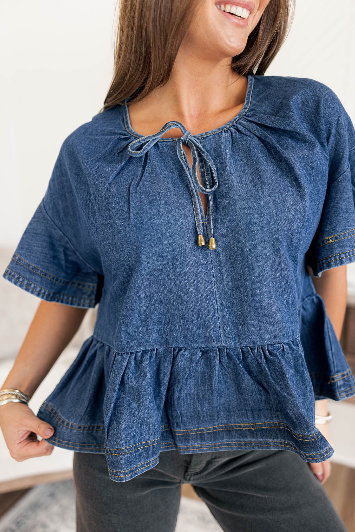 Denim Babydoll Blouse