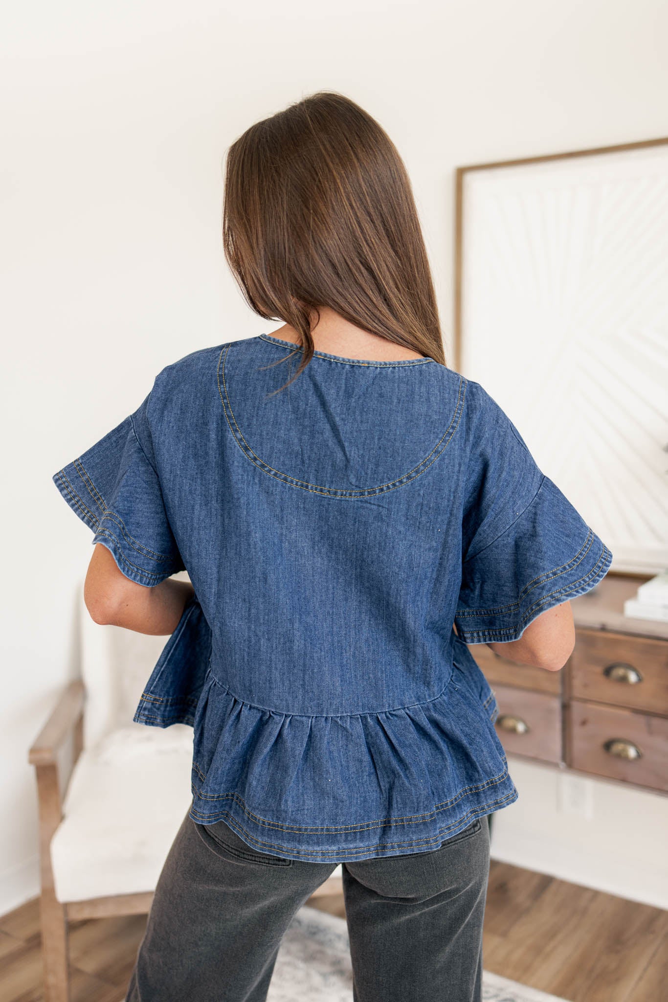 Denim Babydoll Blouse