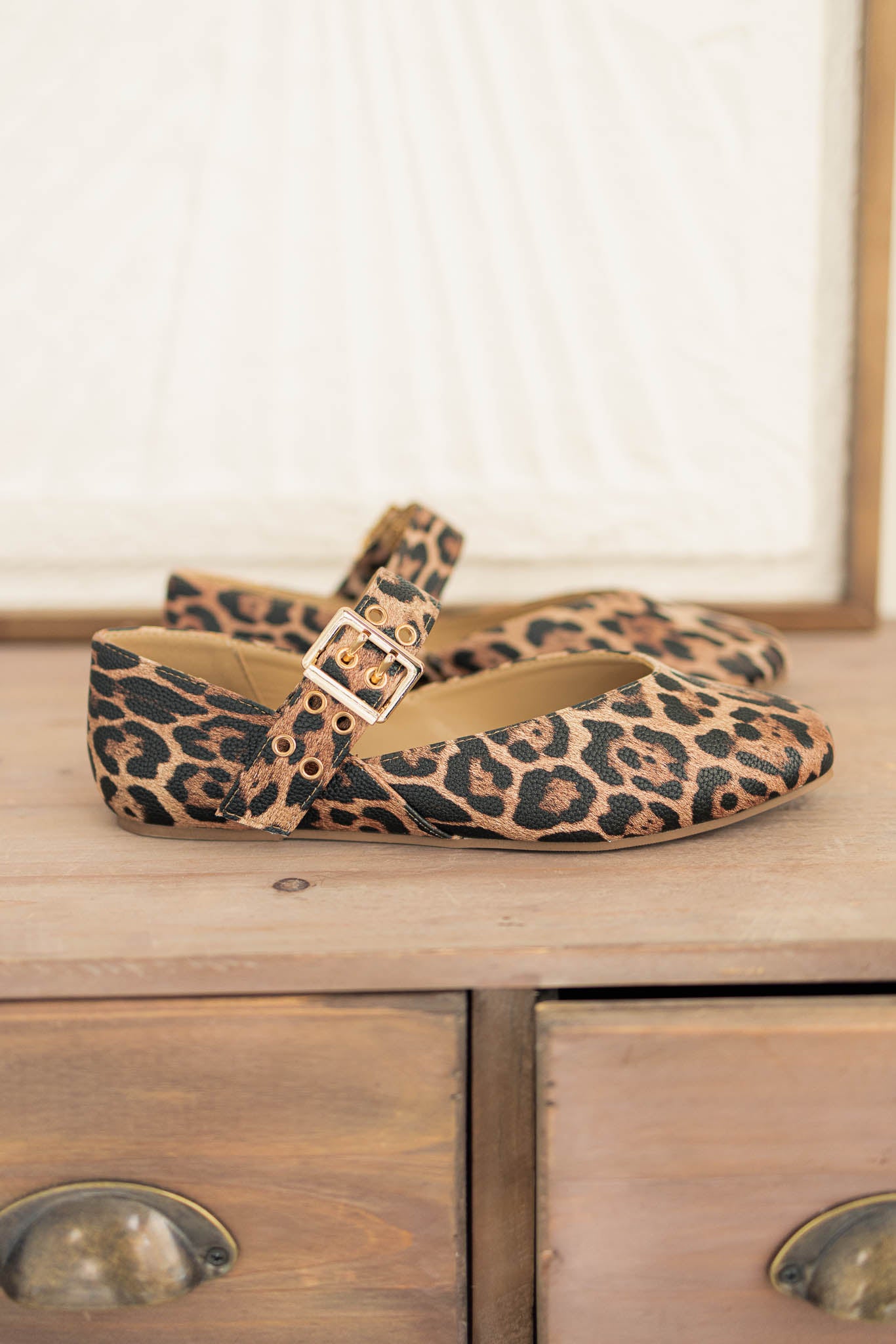 Leopard Mary Jane Flats