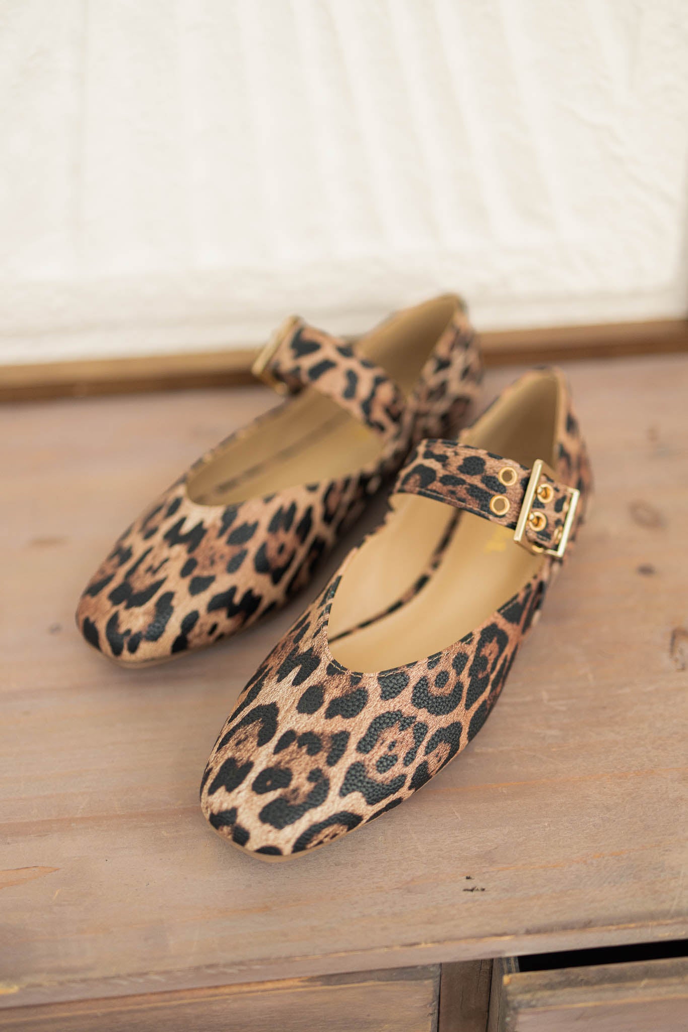 Leopard Mary Jane Flats