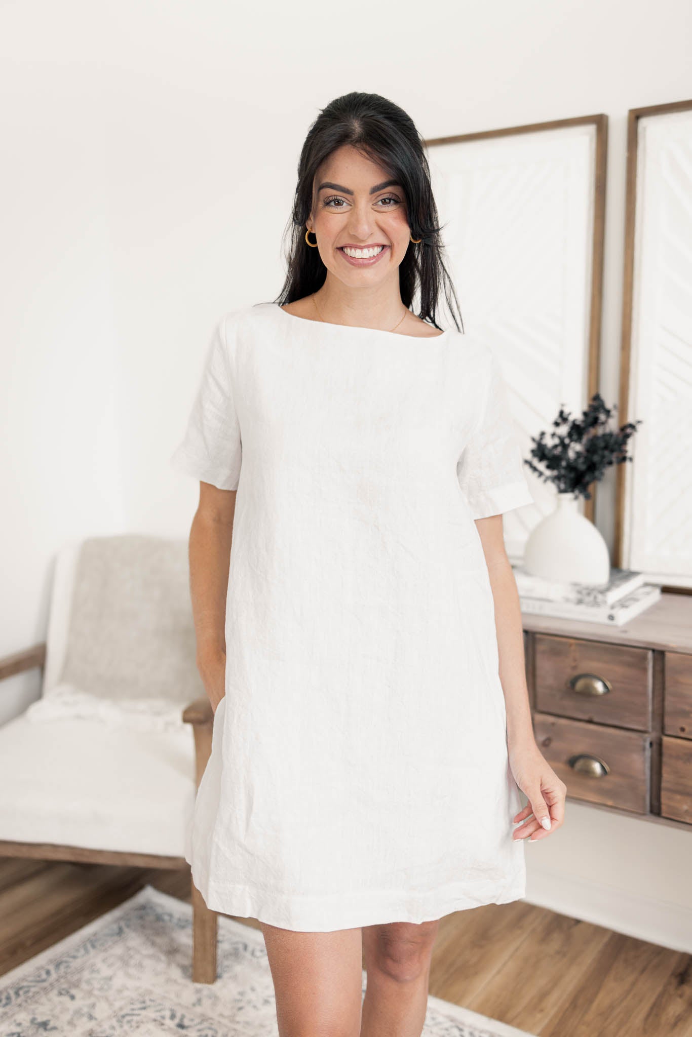 Ruby Linen Dress | White