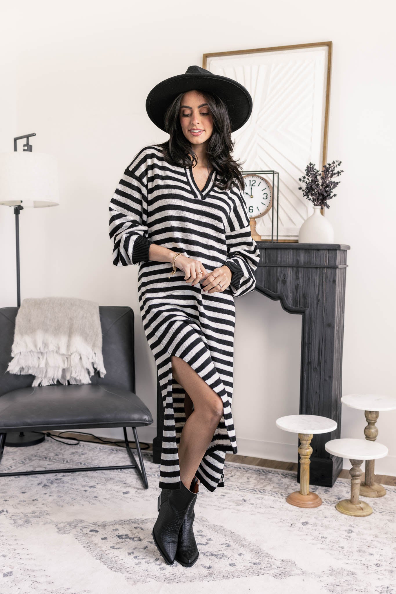Joana Striped Midi Shirt Dress