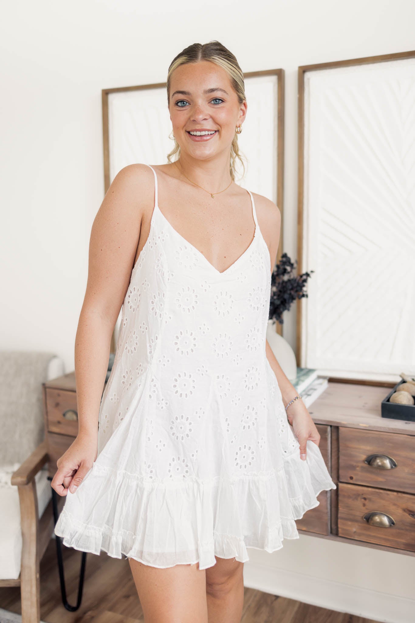 Eyelet Tiered Dress