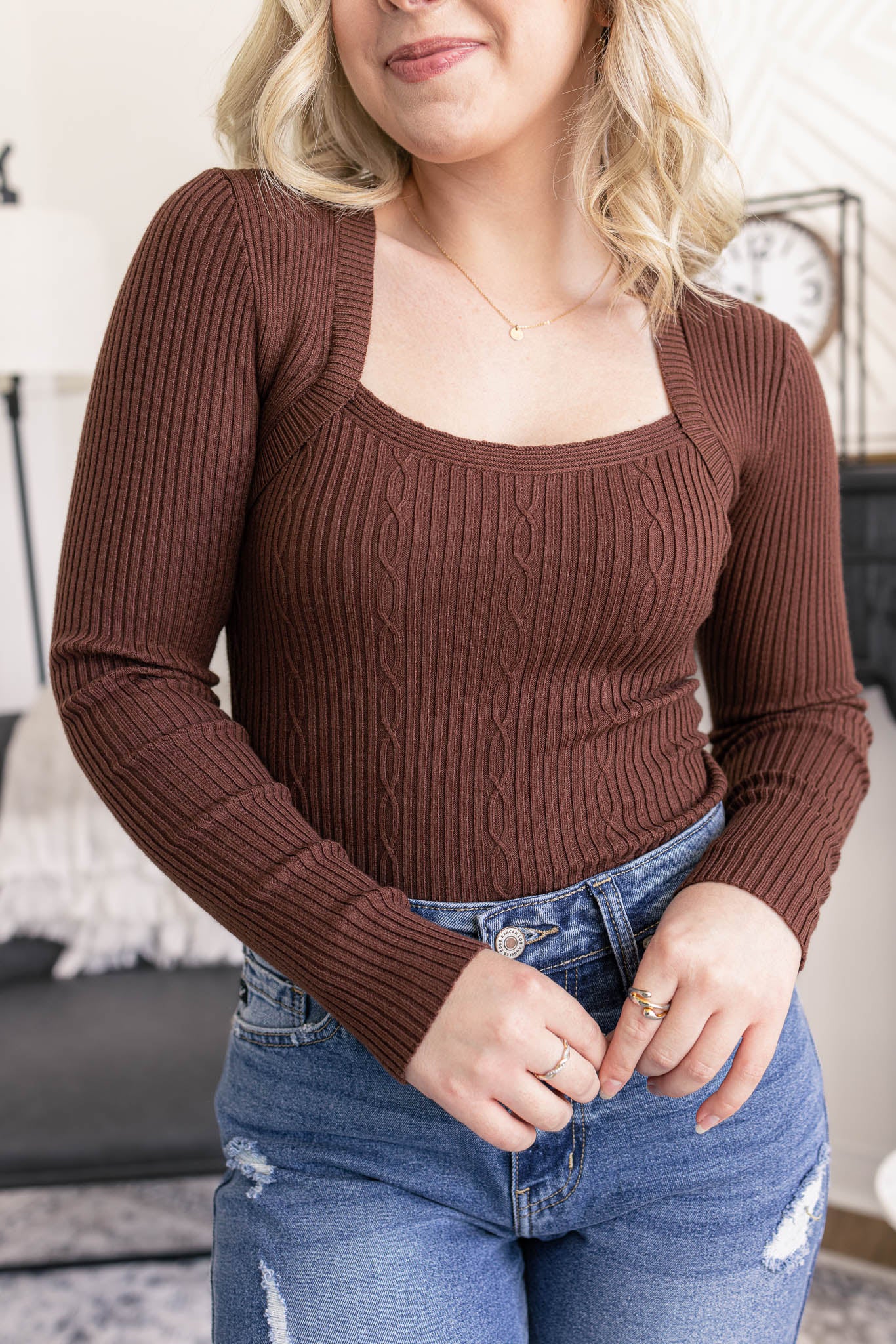 Square Neck Knit Top