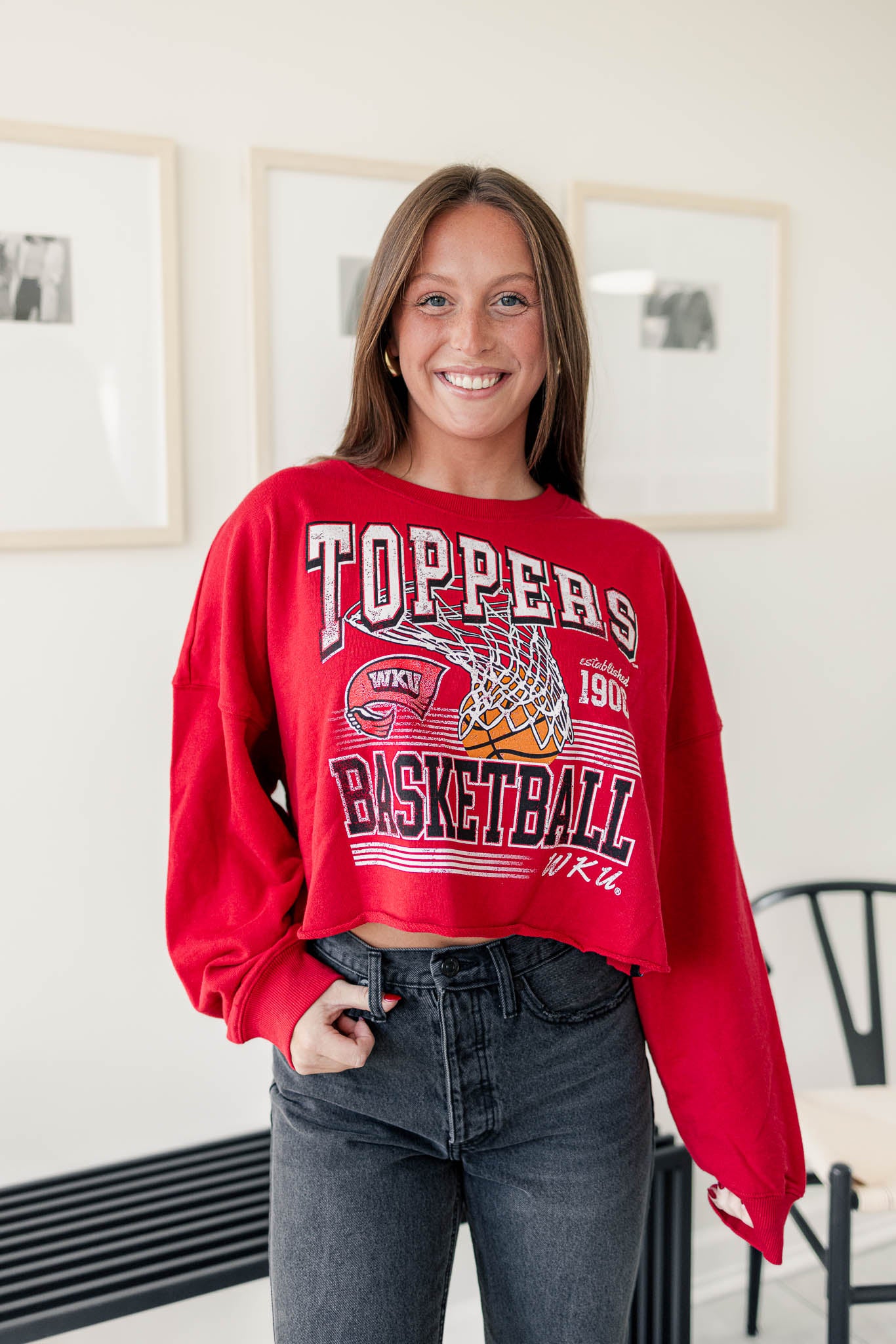 The Free Throw Cropped Long Sleeve Top