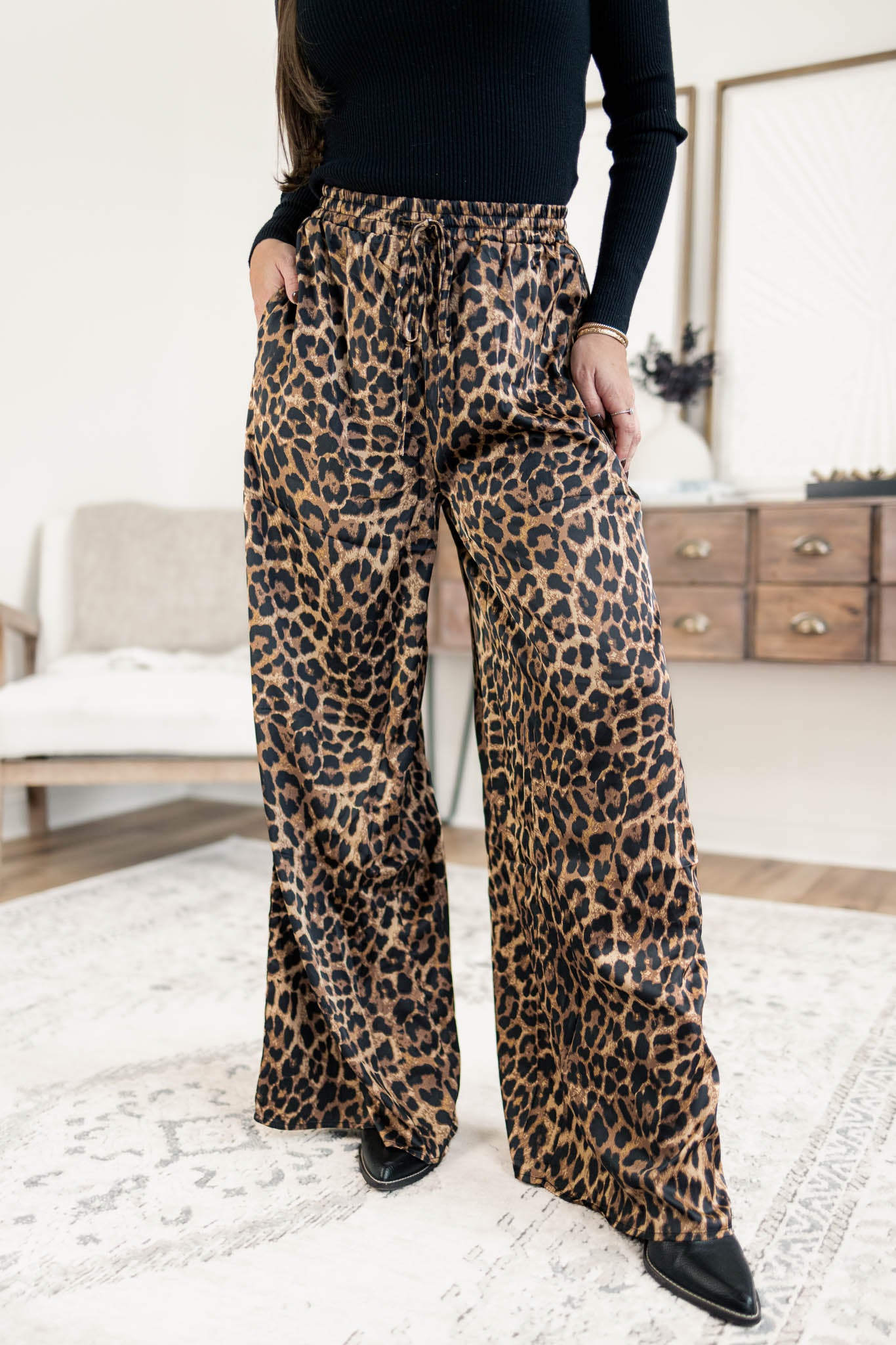 Leopard Satin Pants