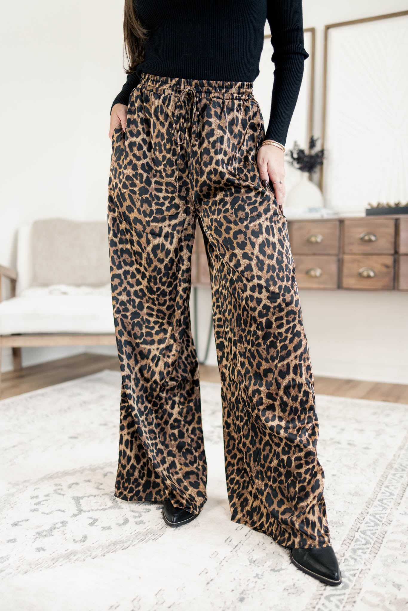 Leopard Satin Pants