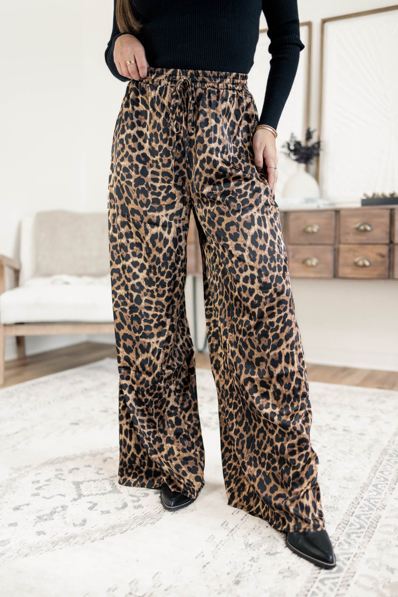 Leopard Satin Pants