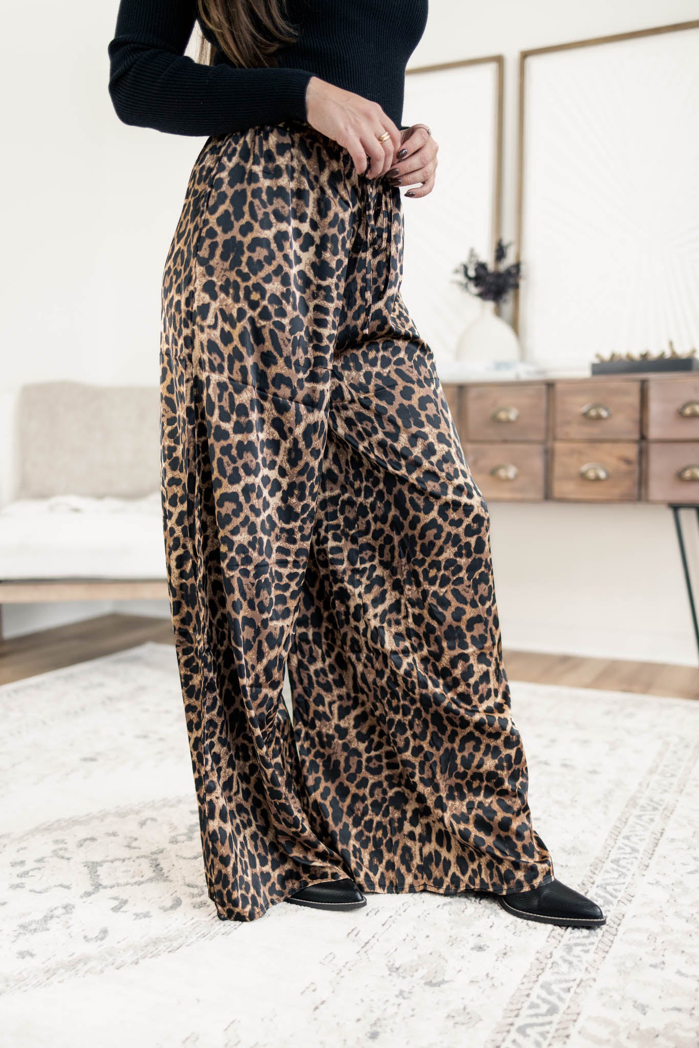 Leopard Satin Pants