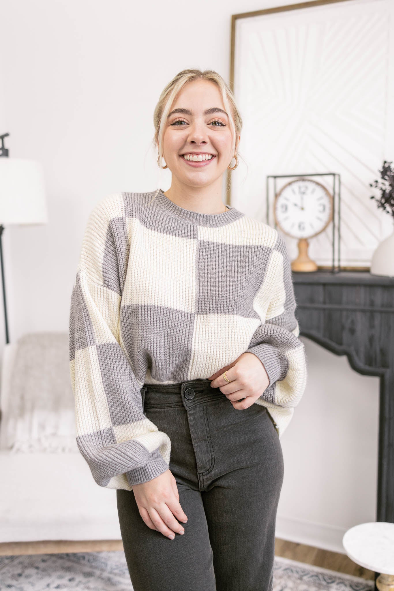 Boxy Checkered Pullover