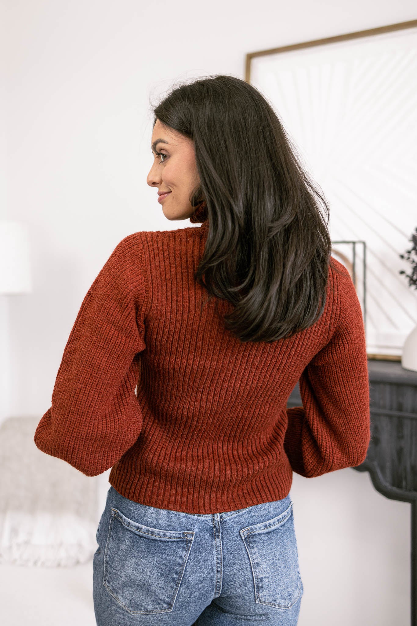 Rust Knit Cut-Out Sweater