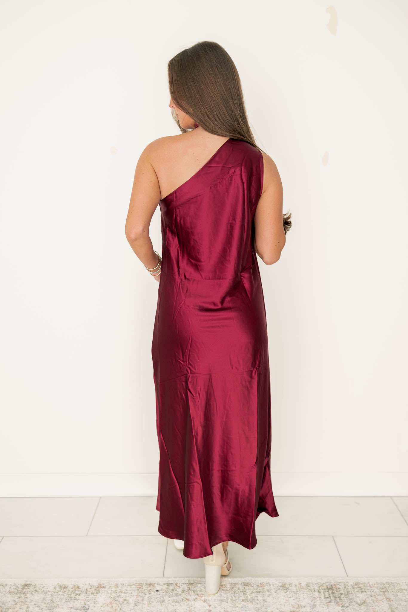 Merlot Satin Scarf Dress