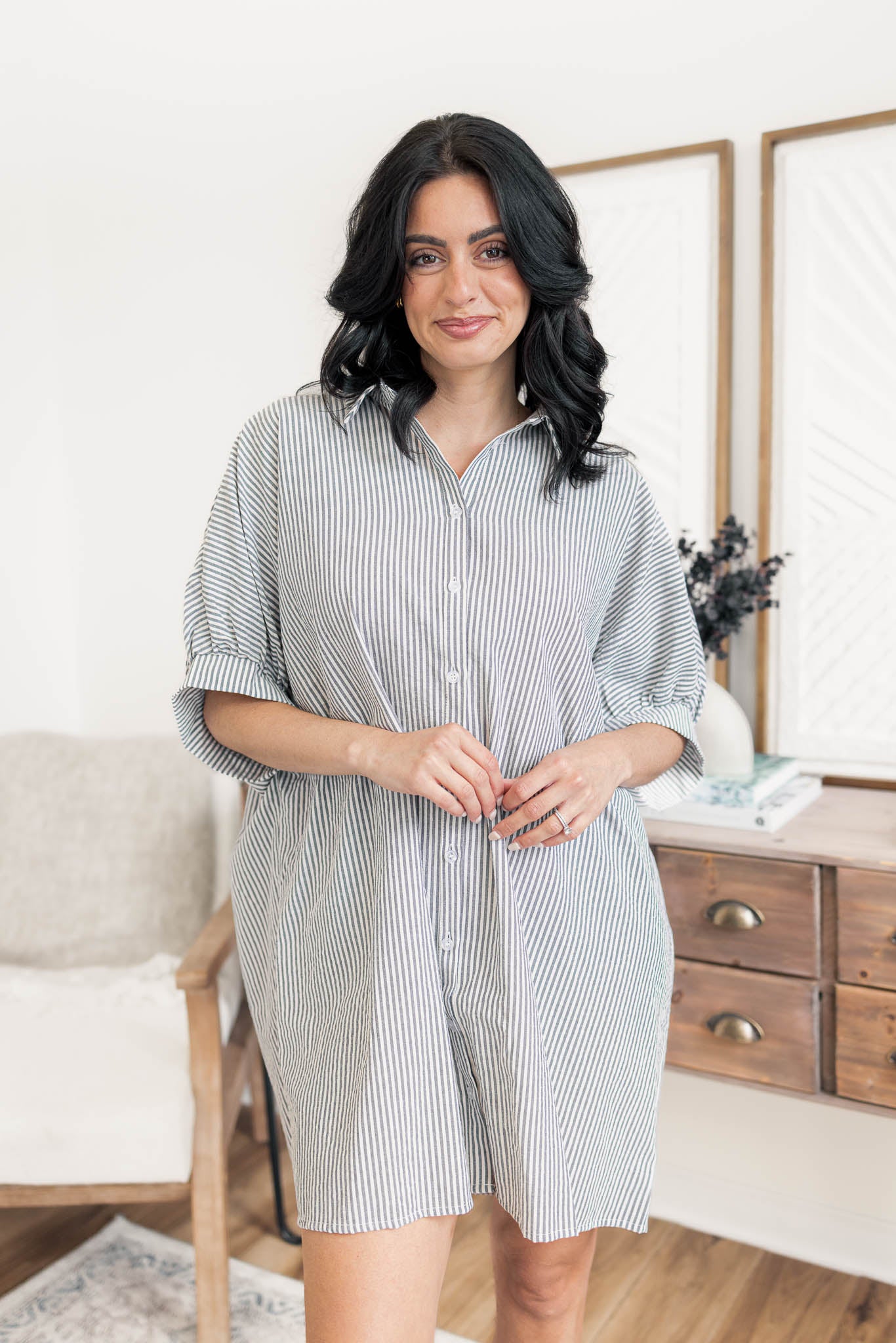 Slouchy Striped Shirt Dress