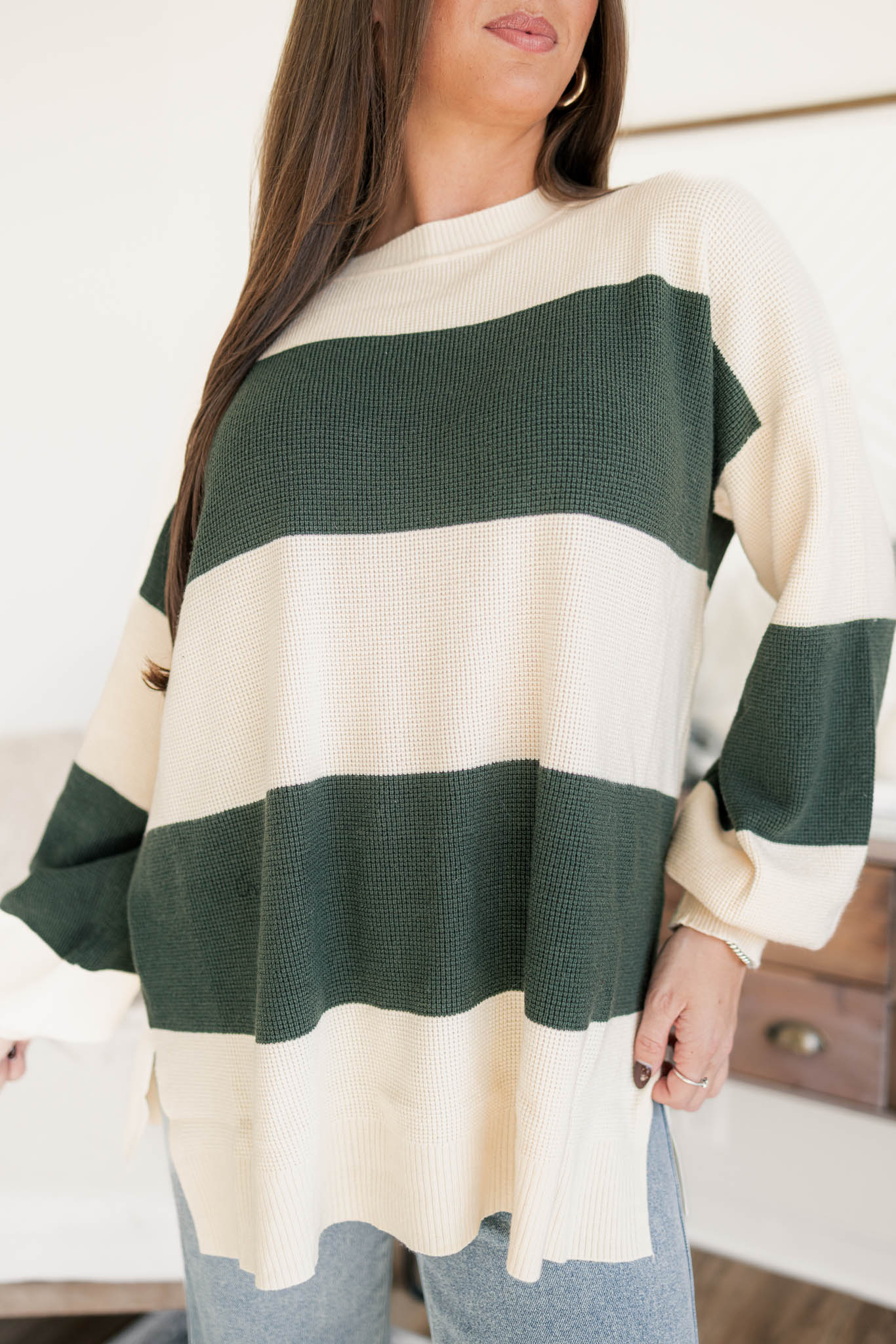 Reese Striped Pullover | Olive