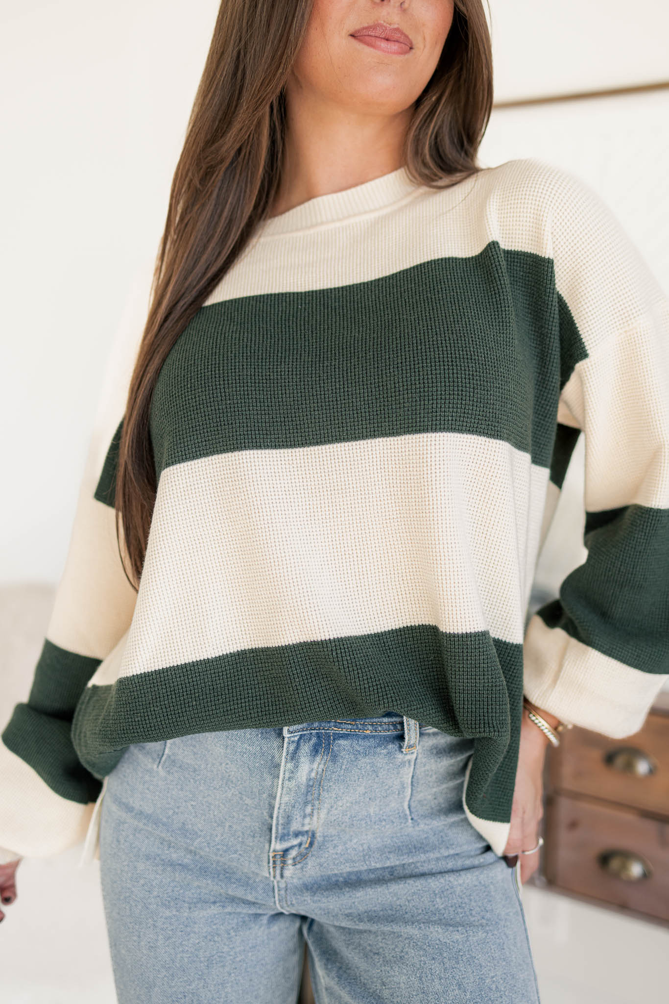 Reese Striped Pullover | Olive