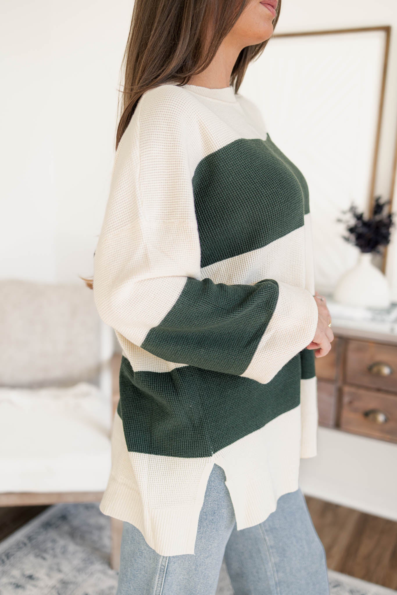 Reese Striped Pullover | Olive