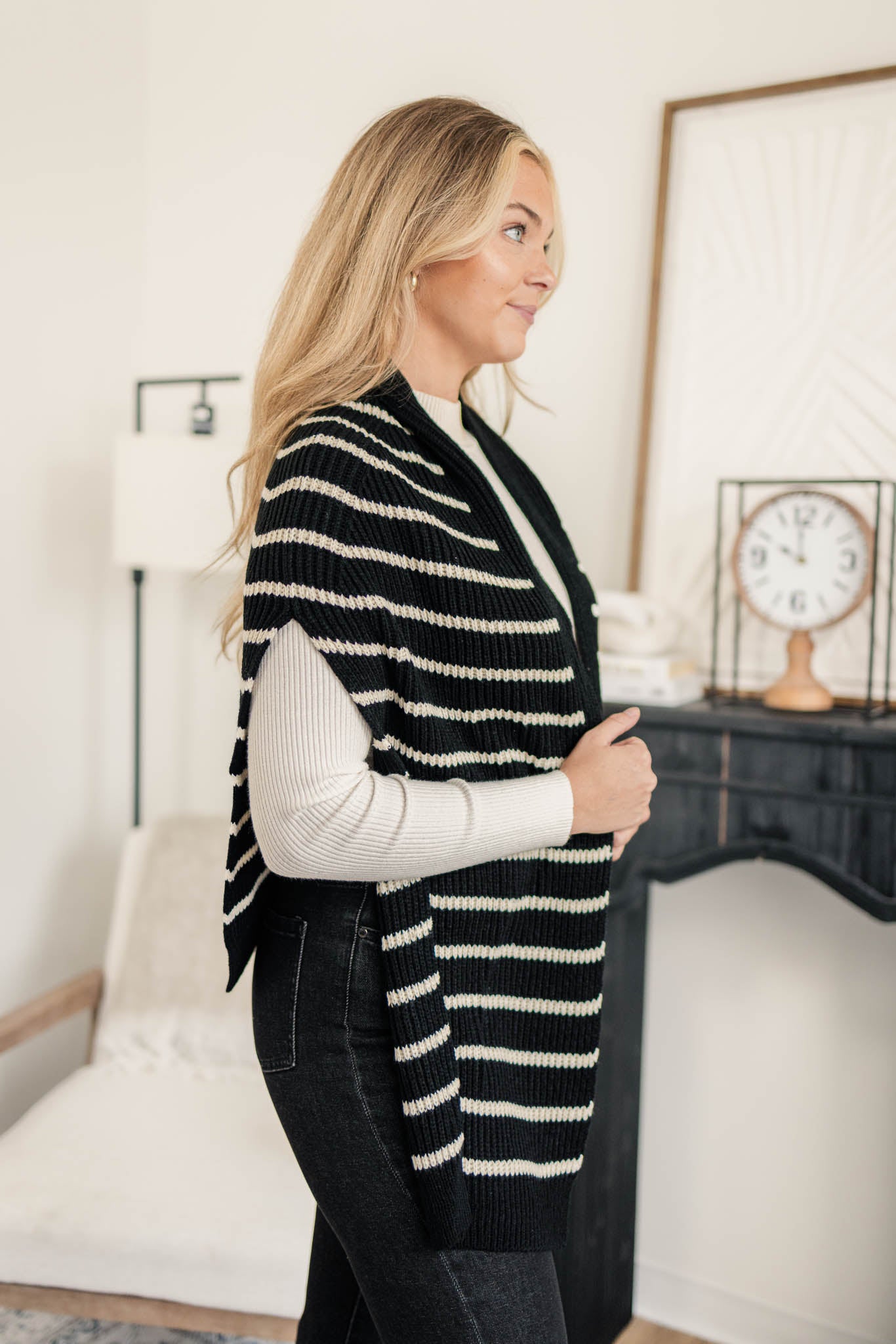 Striped Knit Sweater Scarf