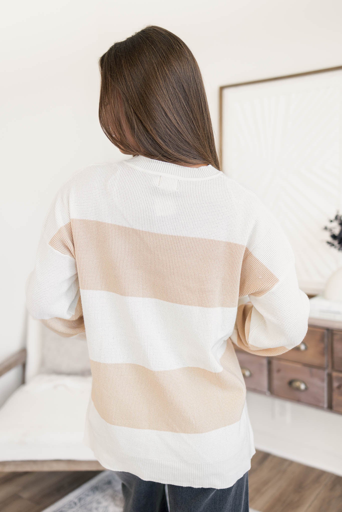 Reese Striped Pullover | Taupe