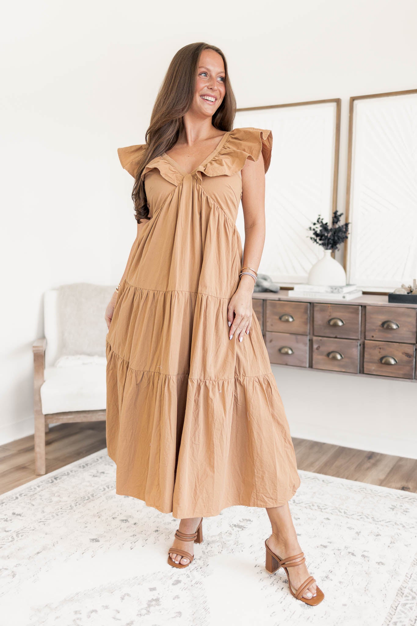 Gabby Ruffle Midi Dress