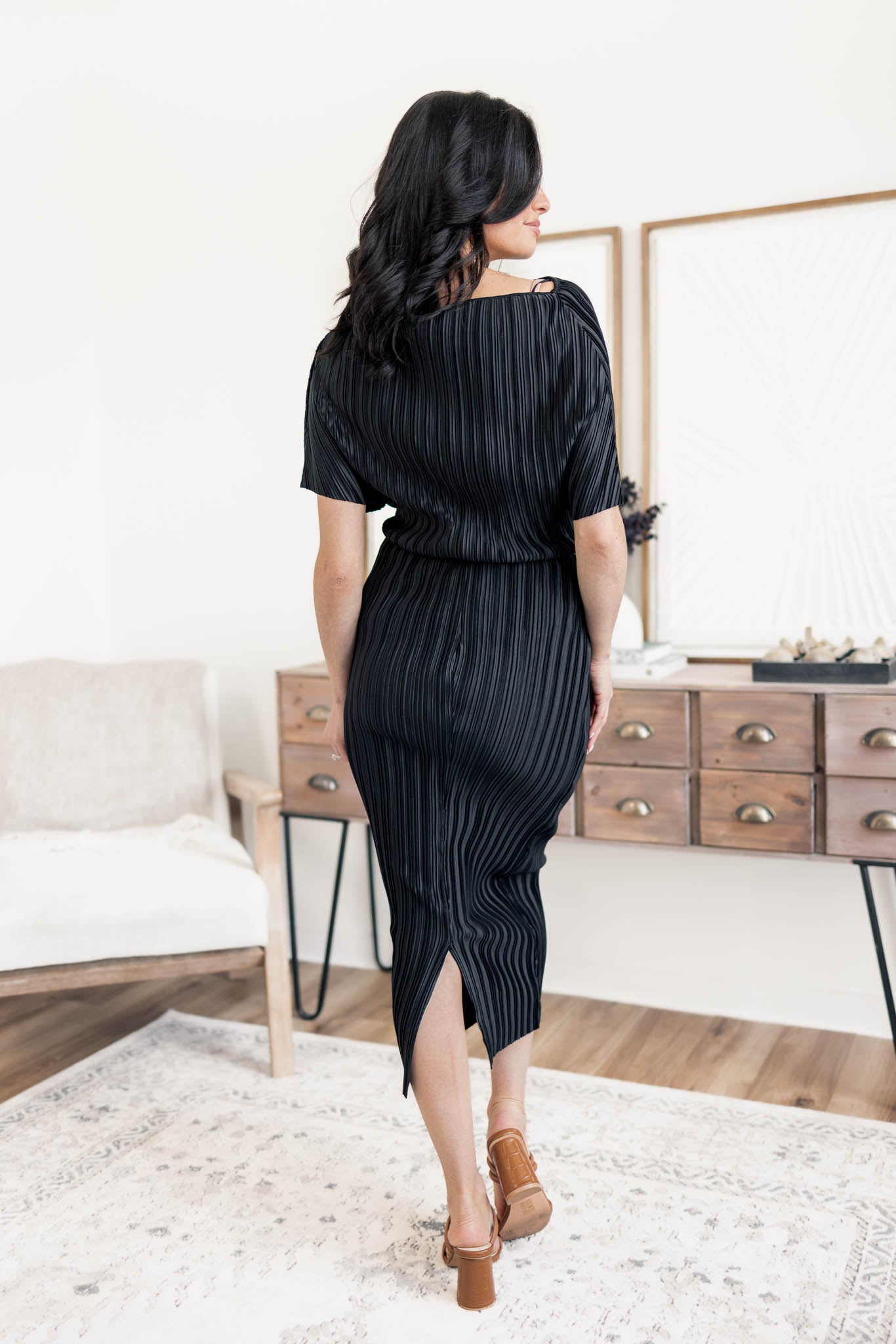 Polly Pleated Midi Dress